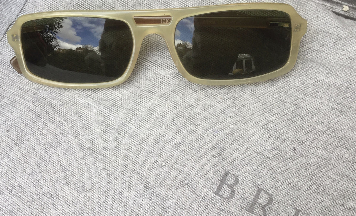 RetroSpecs & Co. REAL BUFFALO HORN sunglasses 12K GOLD INLAY CIRCA 1930-40'S 55/19 MEN