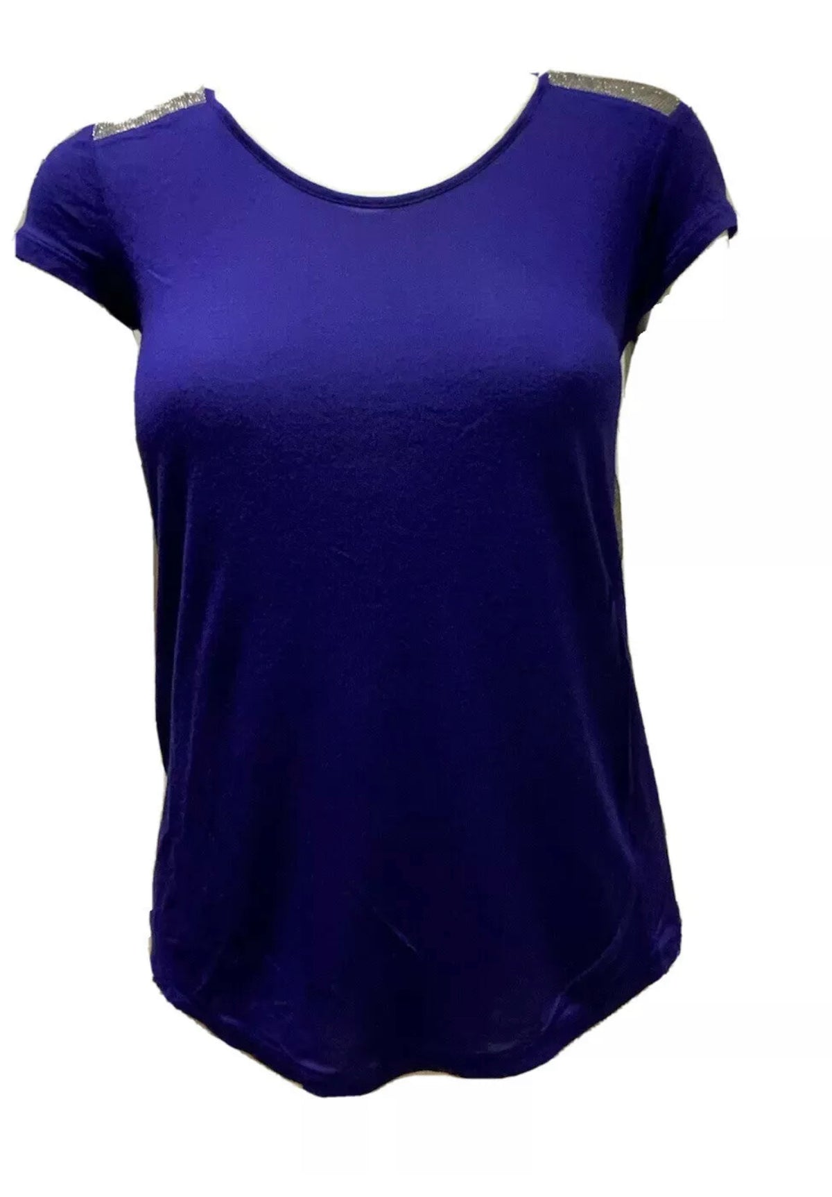 Armani Exchange AX royal blue silver mesh back T shirt Size M Medium ladies