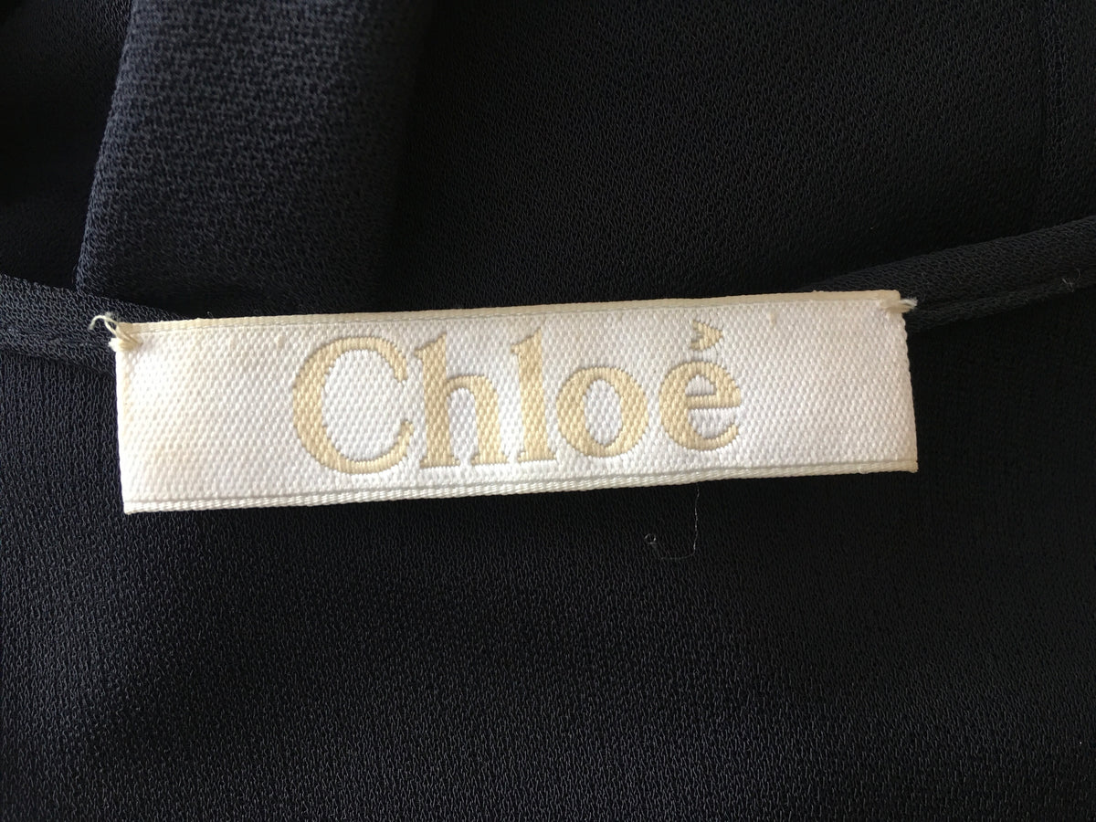 CHLOÉ Pleated Navy Midi Dress Ladies