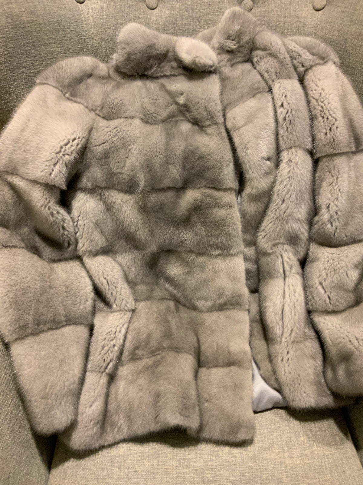 HARRODS OF LONDON SILVER GREY MINK JACKET FUR COAT Size M MEDIUM ladies