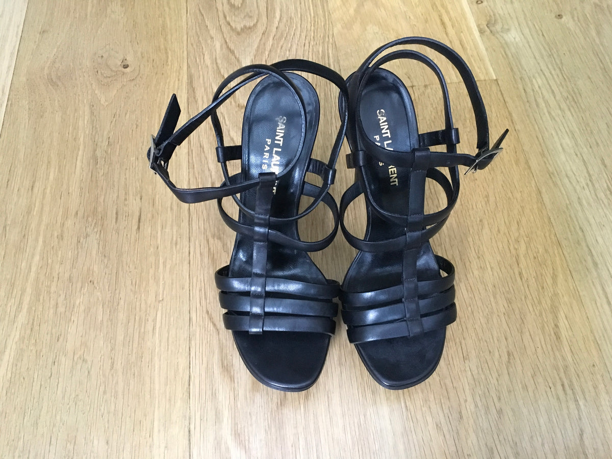 SAINT LAURENT YVES SAINT LAURENT YSL Cage leather platform sandals Ladies