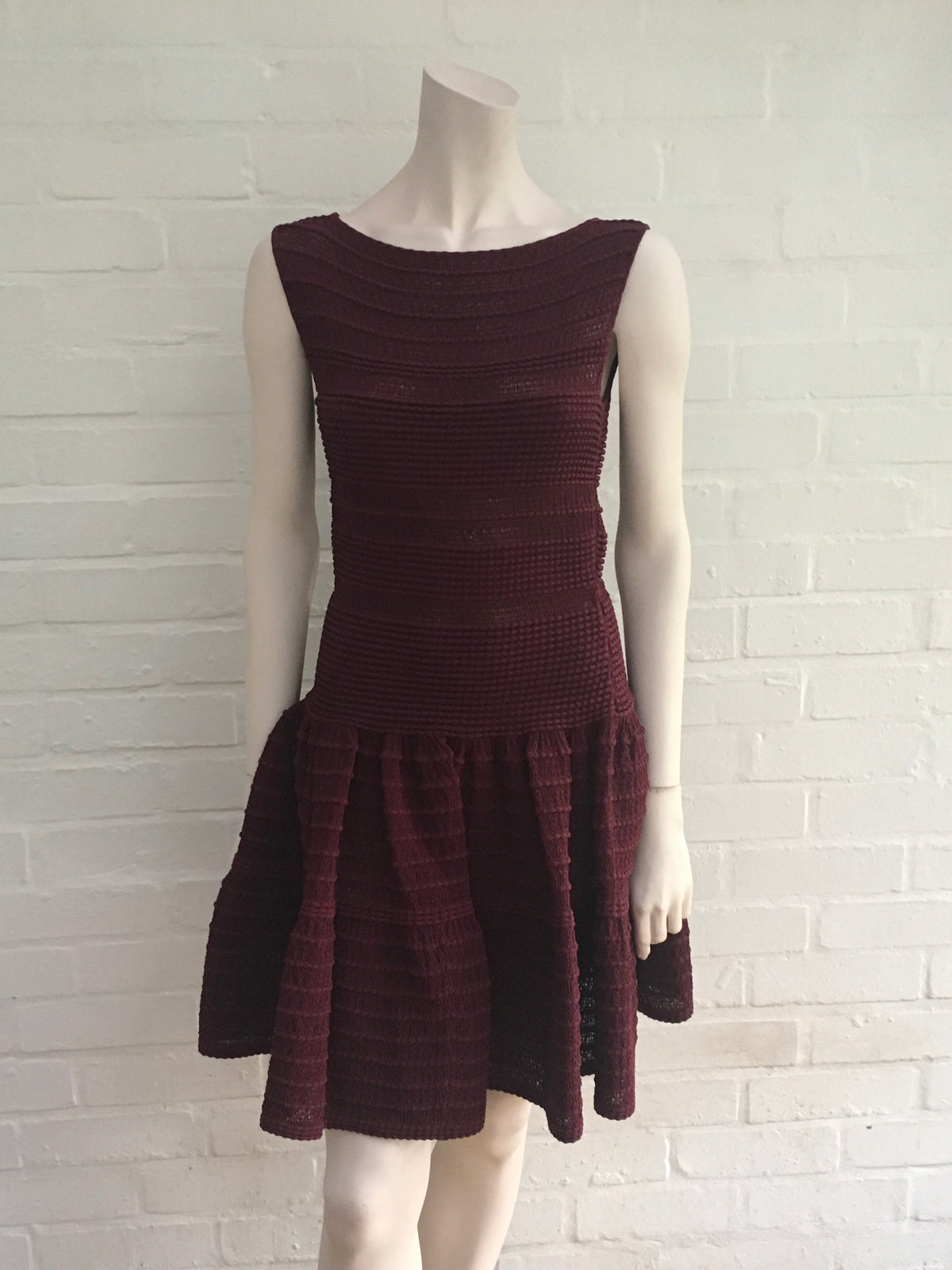 AZZEDINE ALAÏA ALAIA BURGUNDY KNIT SKATER DRESS Ladies