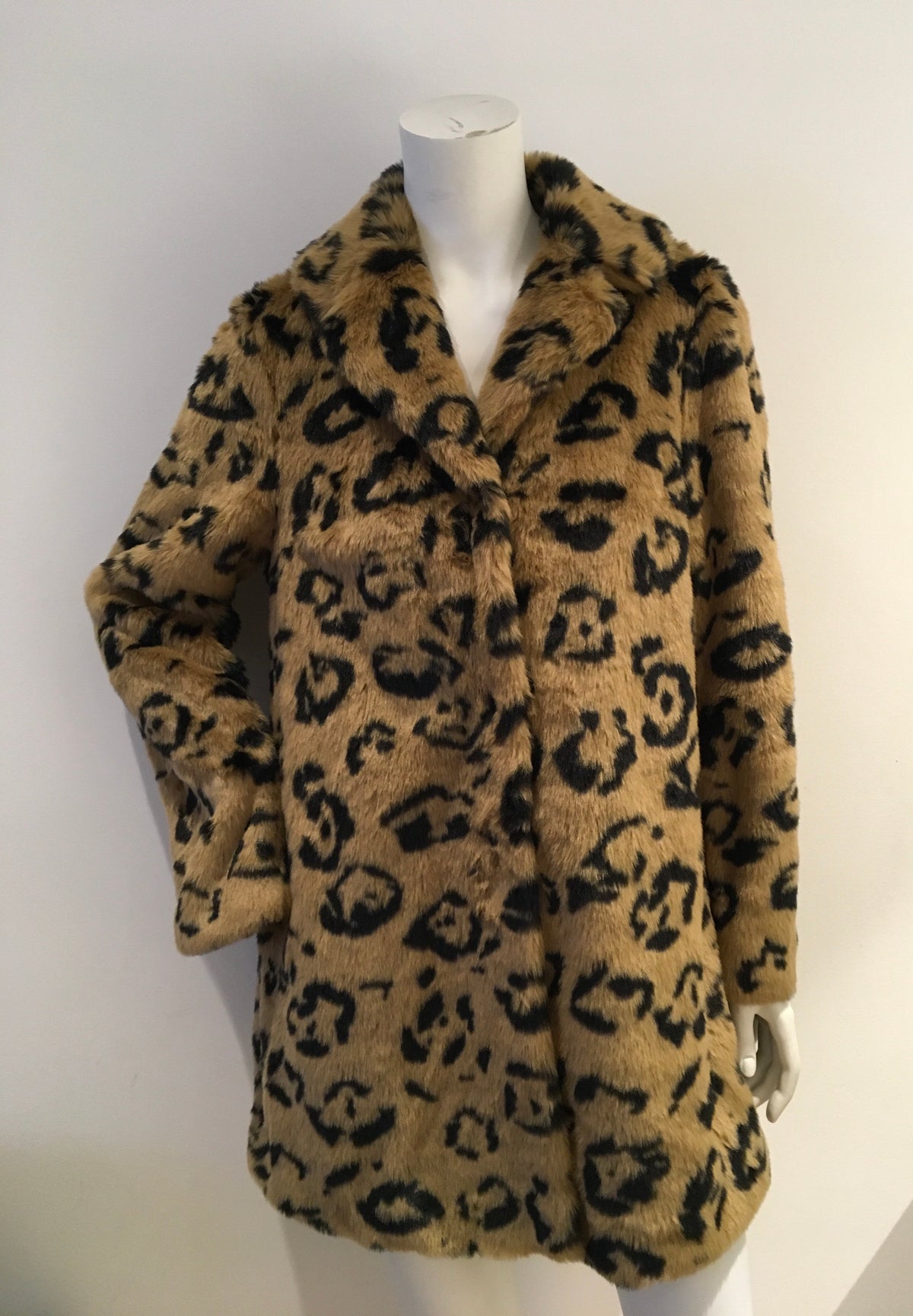 Essentiel Antwerp Leopard Print Faux Fur Coat 38 US 6 UK 10 ladies