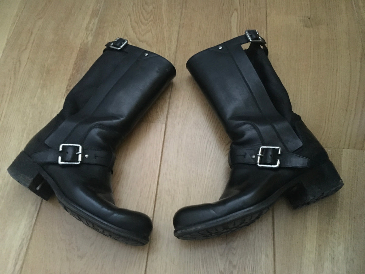 Christian Dior Shearling Black Biker Boots Size 39 UK 6 US 9 ladies