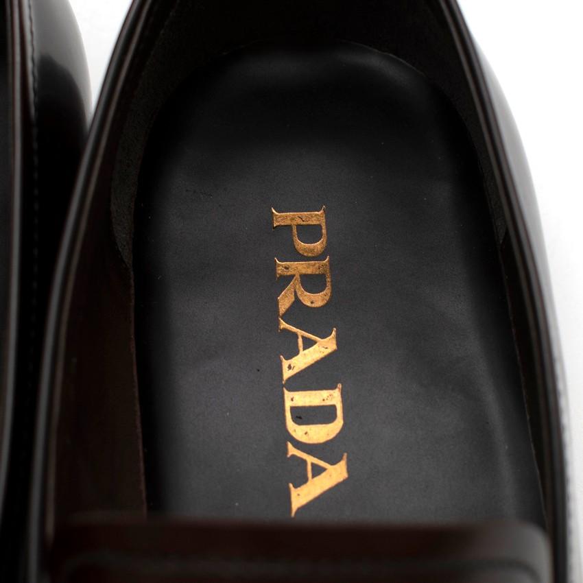 Prada Dark Brown Leather Loafers Casual Shoes Size US 8 42 men