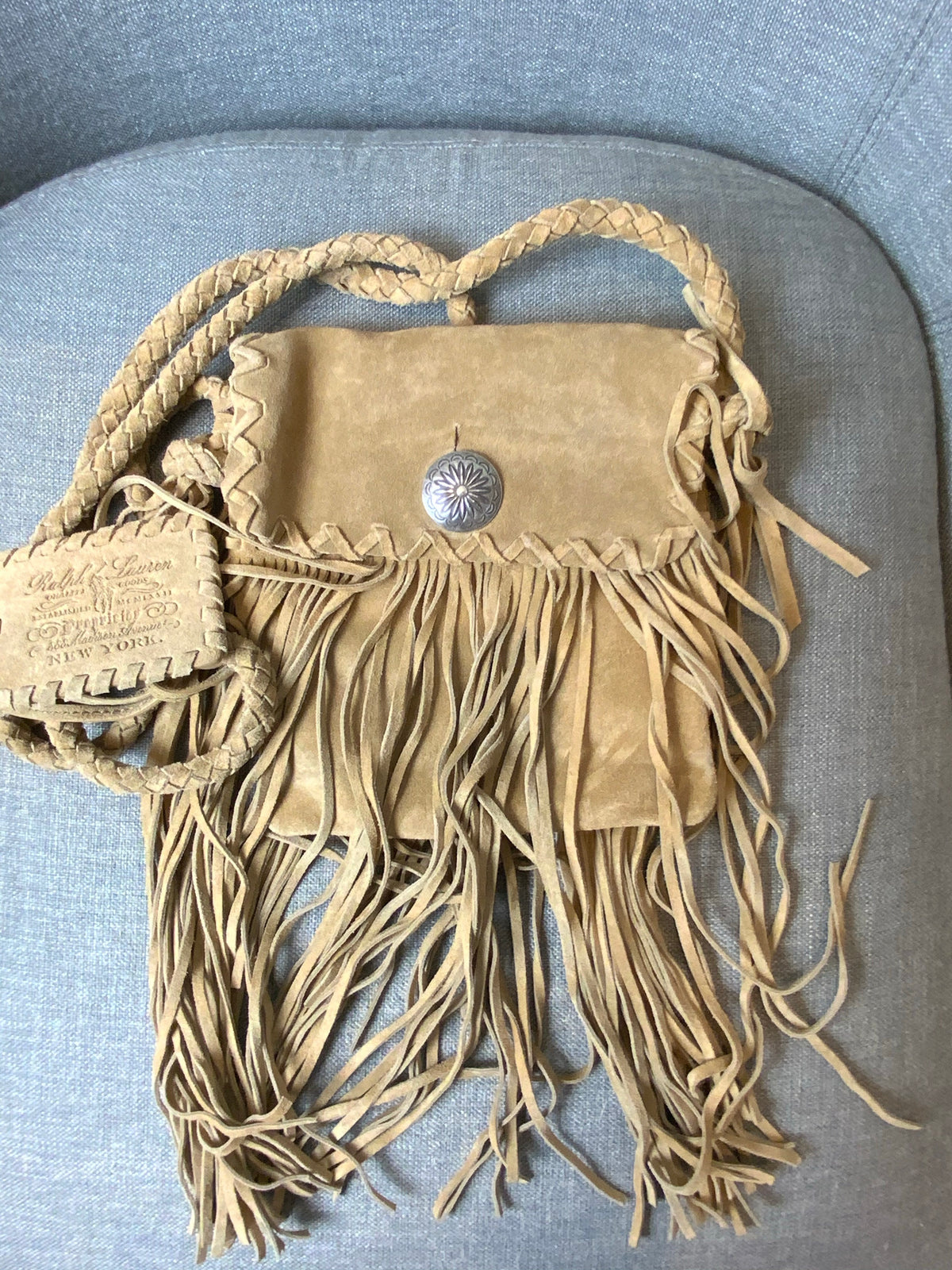 RALPH LAUREN COLLECTION Fringed suede shoulder bag handbag ladies