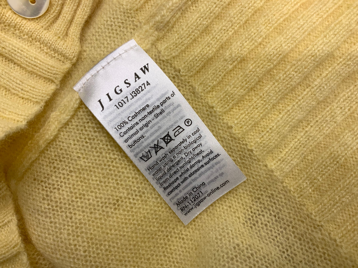 JIGSAW Womens Pure Cashmere Yellow Thin Knit Cardigan Size XS ladies