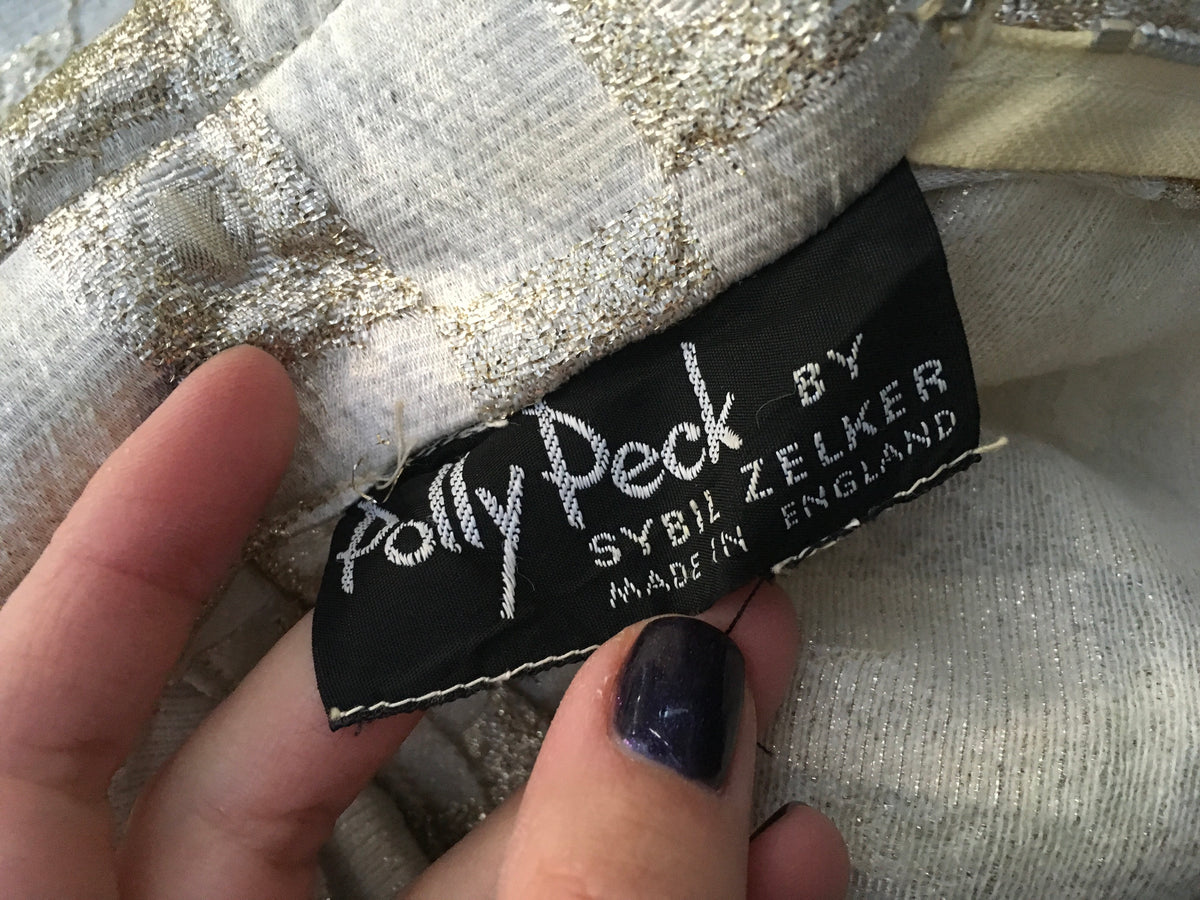 Vintage 1960's evening dress Polly Peck by Sybil Zelker Gold Jacquard Ladies