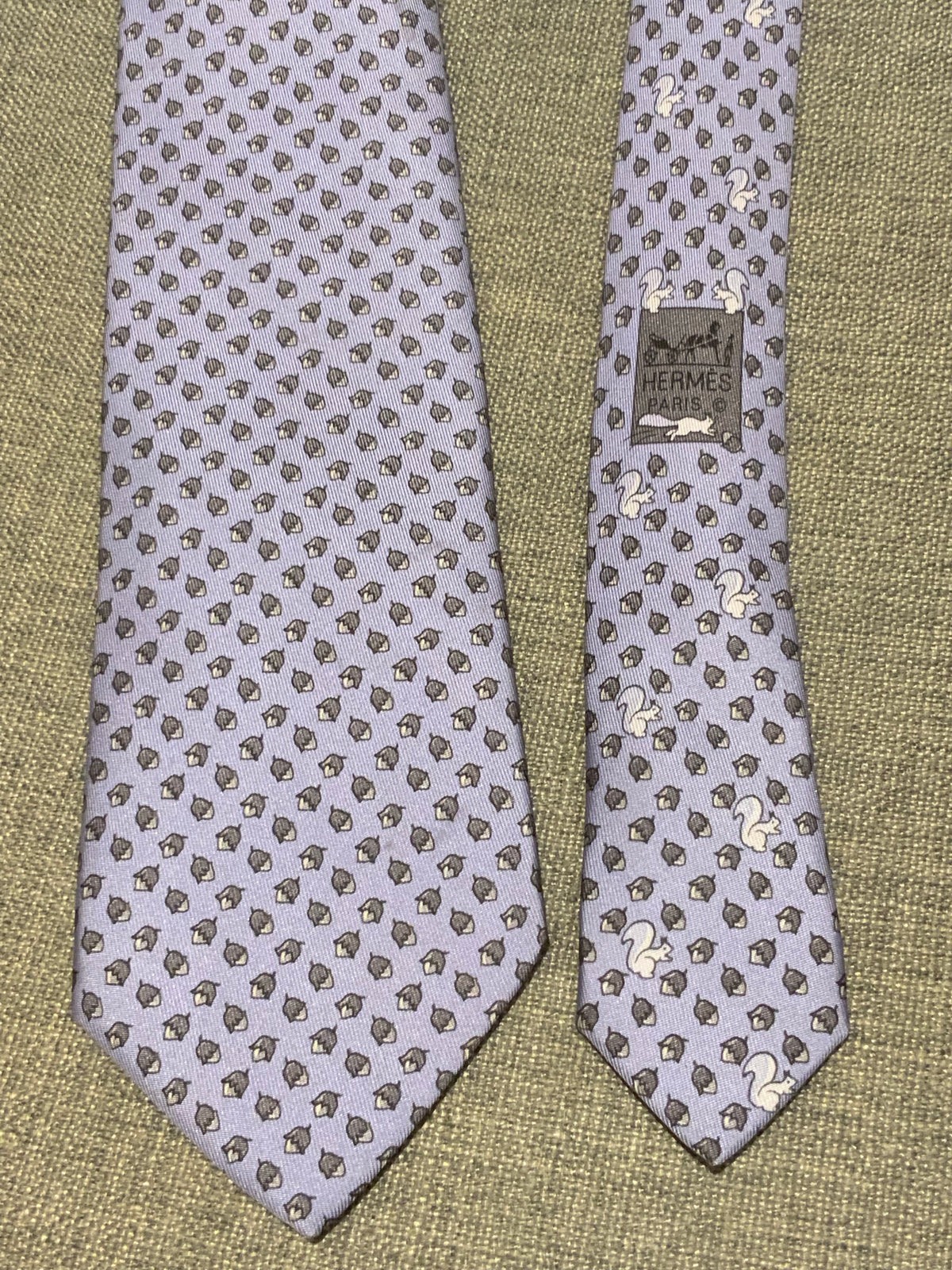 Hermès HERMES Paris 625851 IA Purple 100% Silk Tie “Squirrels” Men