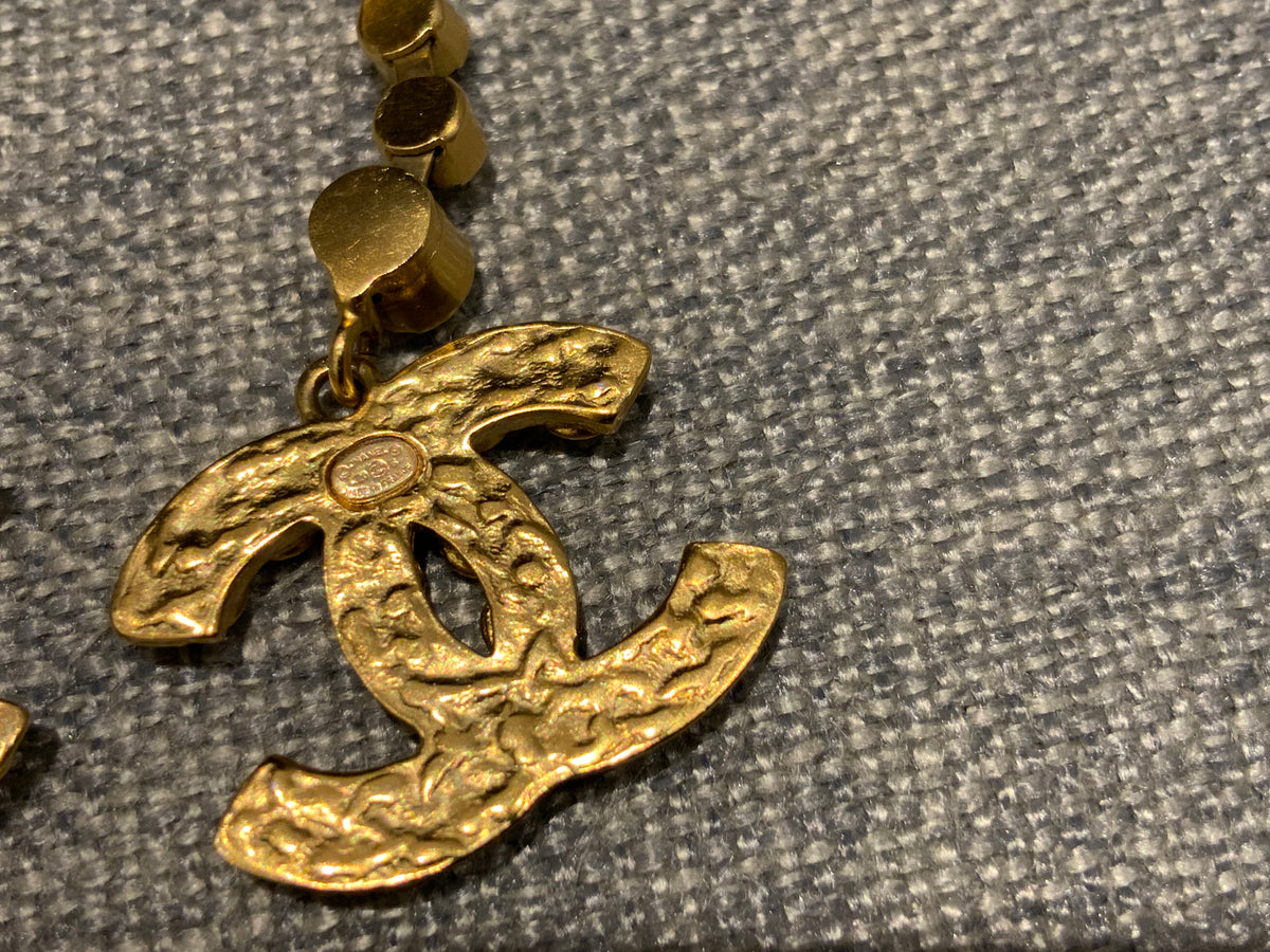 CHANEL 2020 CC Crystal Gold Drop Earrings ladies