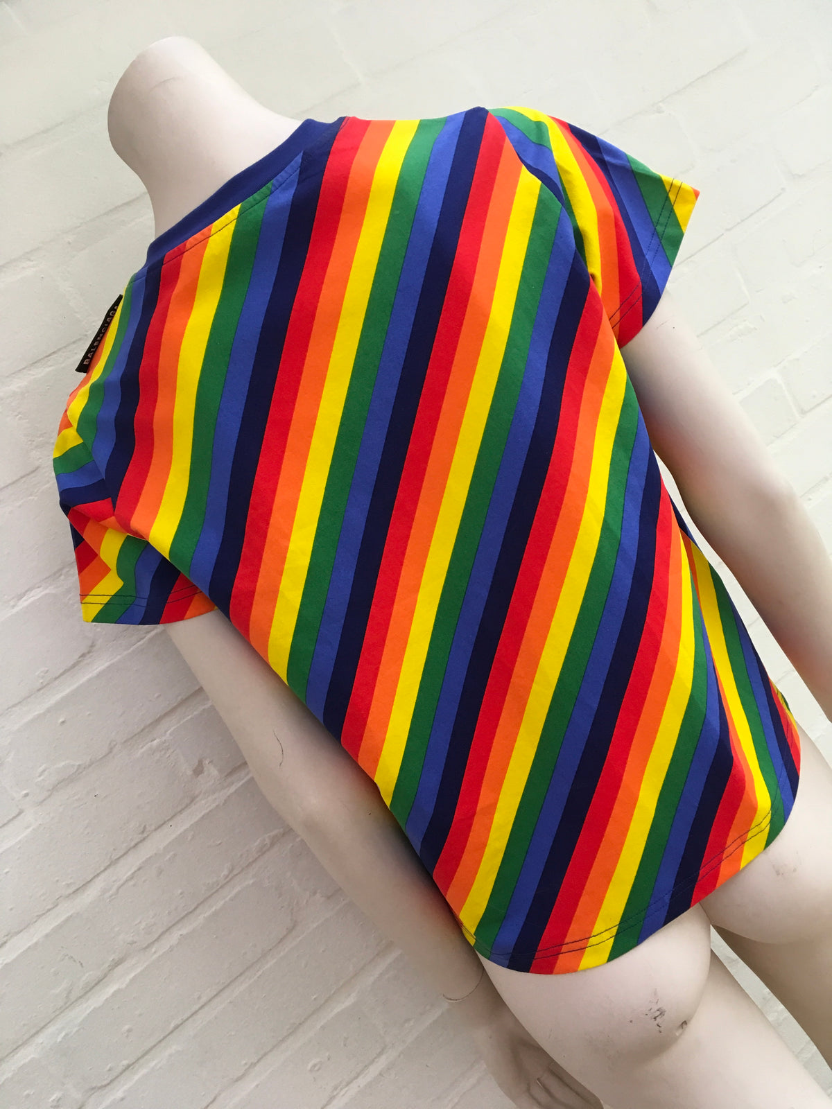 BALENCIAGA Rainbow stripe-print cotton T-shirt Ladies