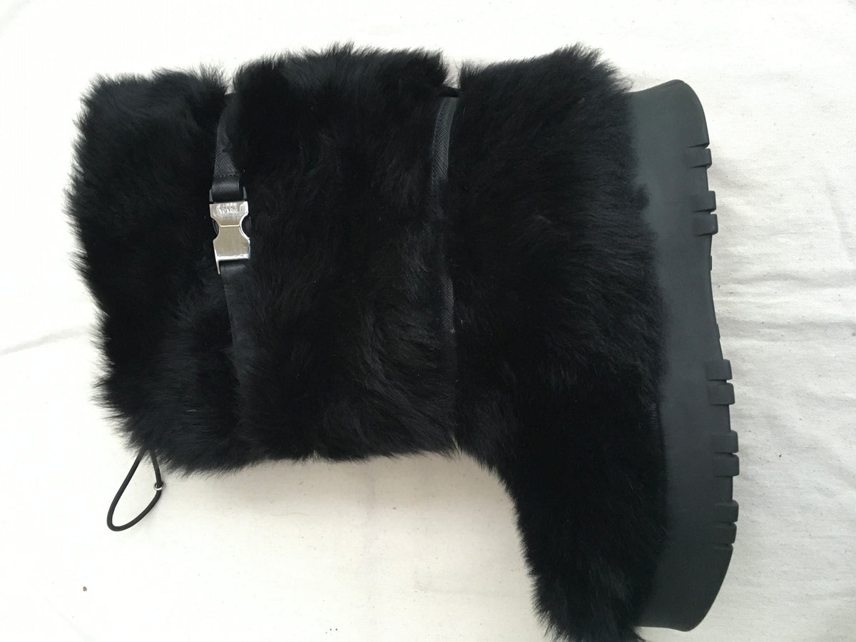 PRADA Faux Fur Tall Boot Size 36.5 UK 3.5 US 6.5 ladies
