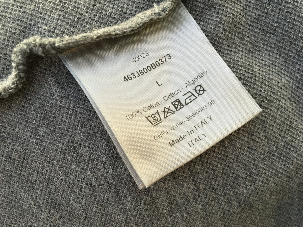 DIOR Piqué Polo Shirt in Grey T-shirt Top Size L Large Men