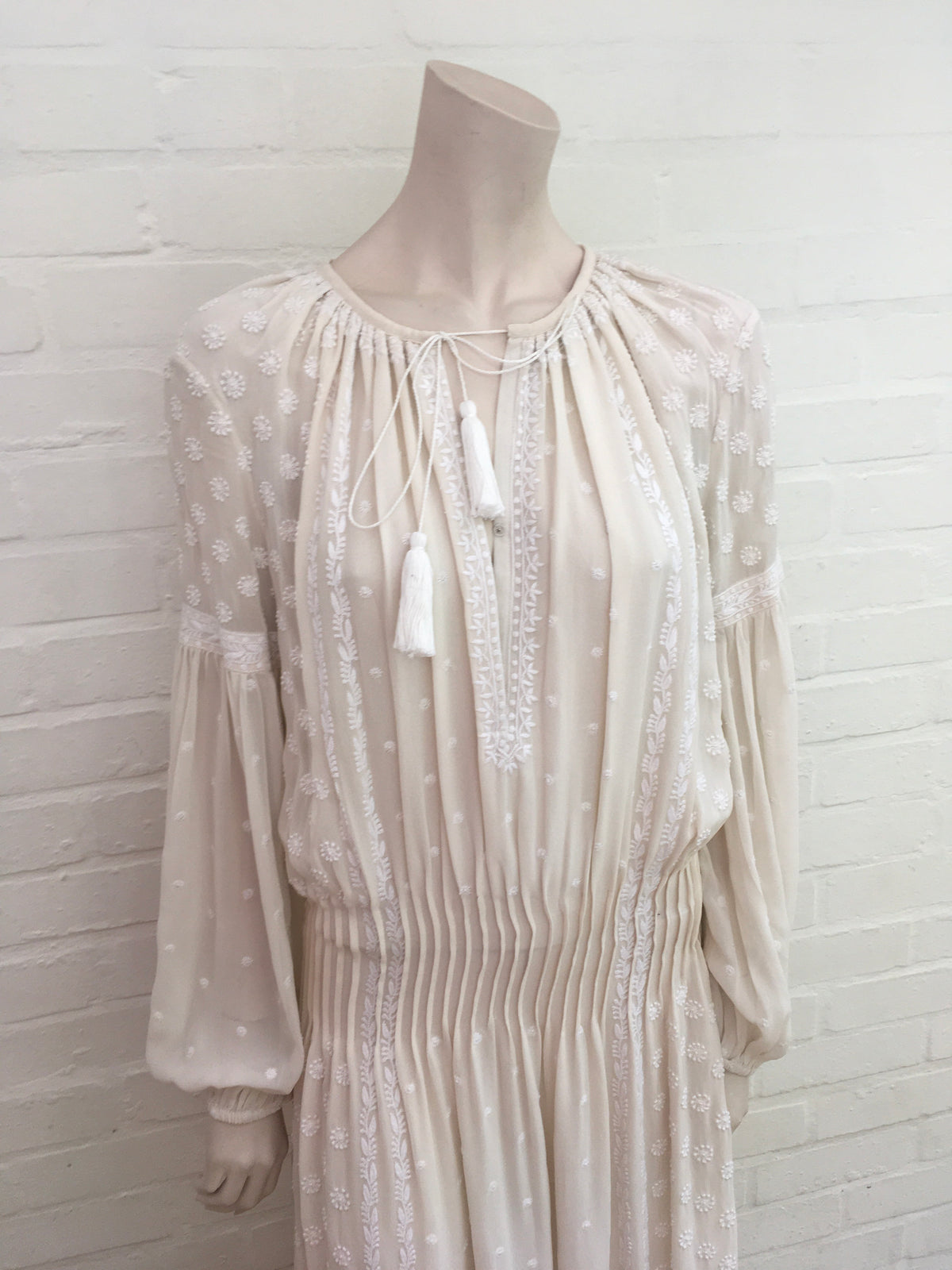 Talitha 'Fiona' off-white embroidered silk-crepe maxi dress Size M medium ladies