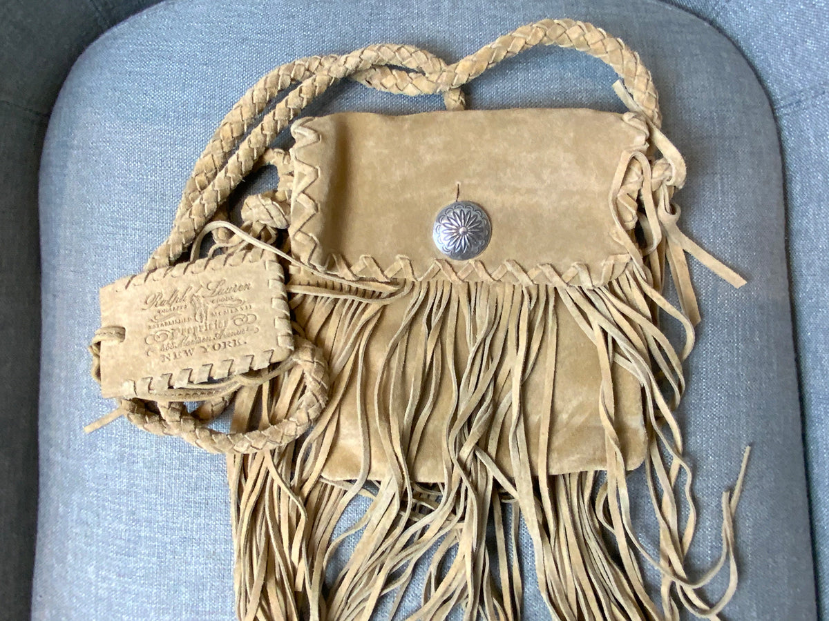 RALPH LAUREN COLLECTION Fringed suede shoulder bag handbag ladies