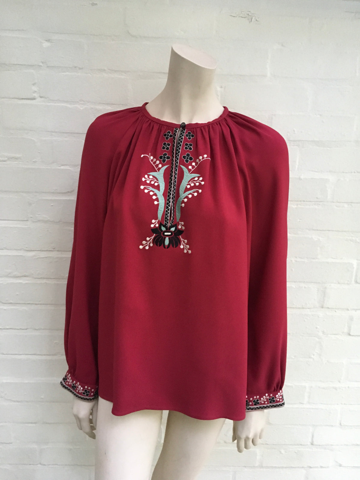 VILSHENKO Embroidered Floral Details Blouse Red Woman Ladies