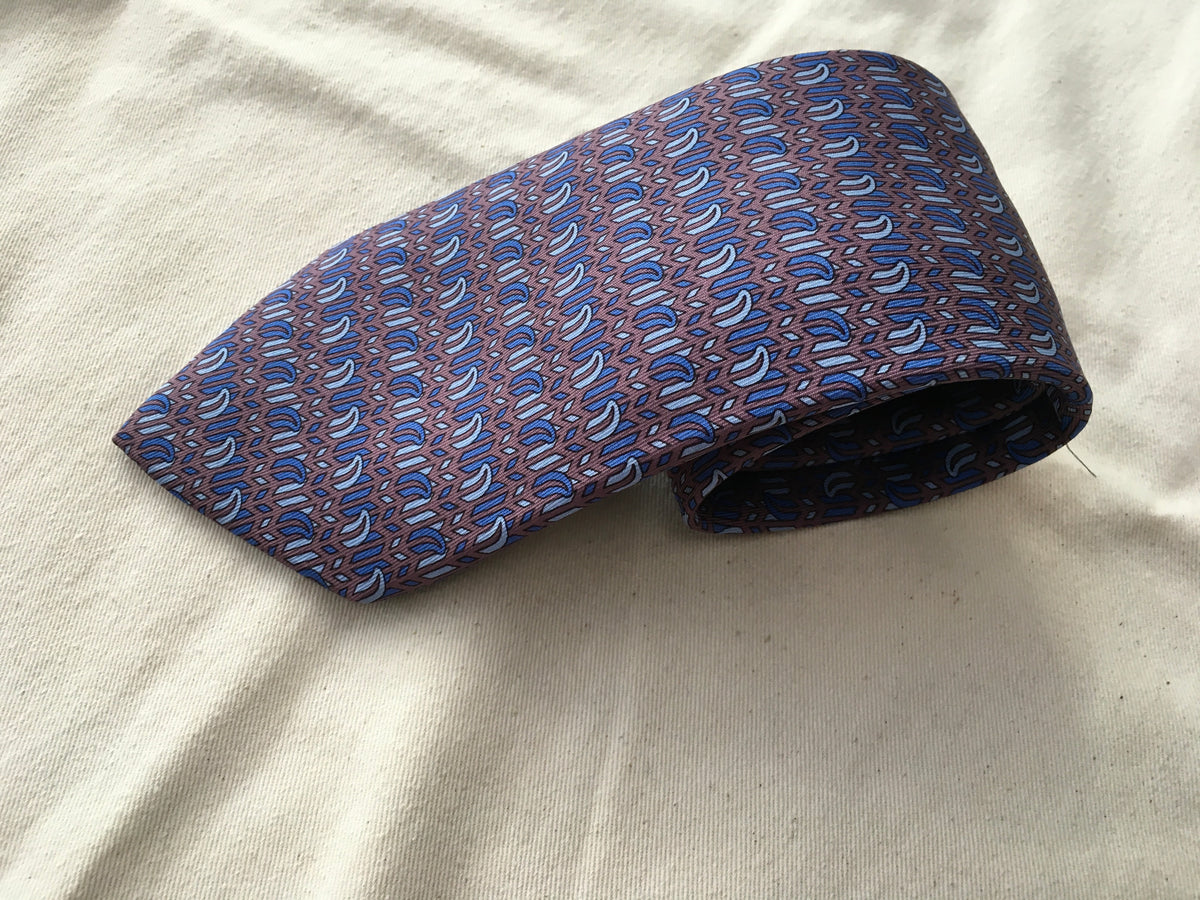 Hermès HERMES Paris Silk Blue Print Tie 7354 PA 100% AUTHENTIC Men