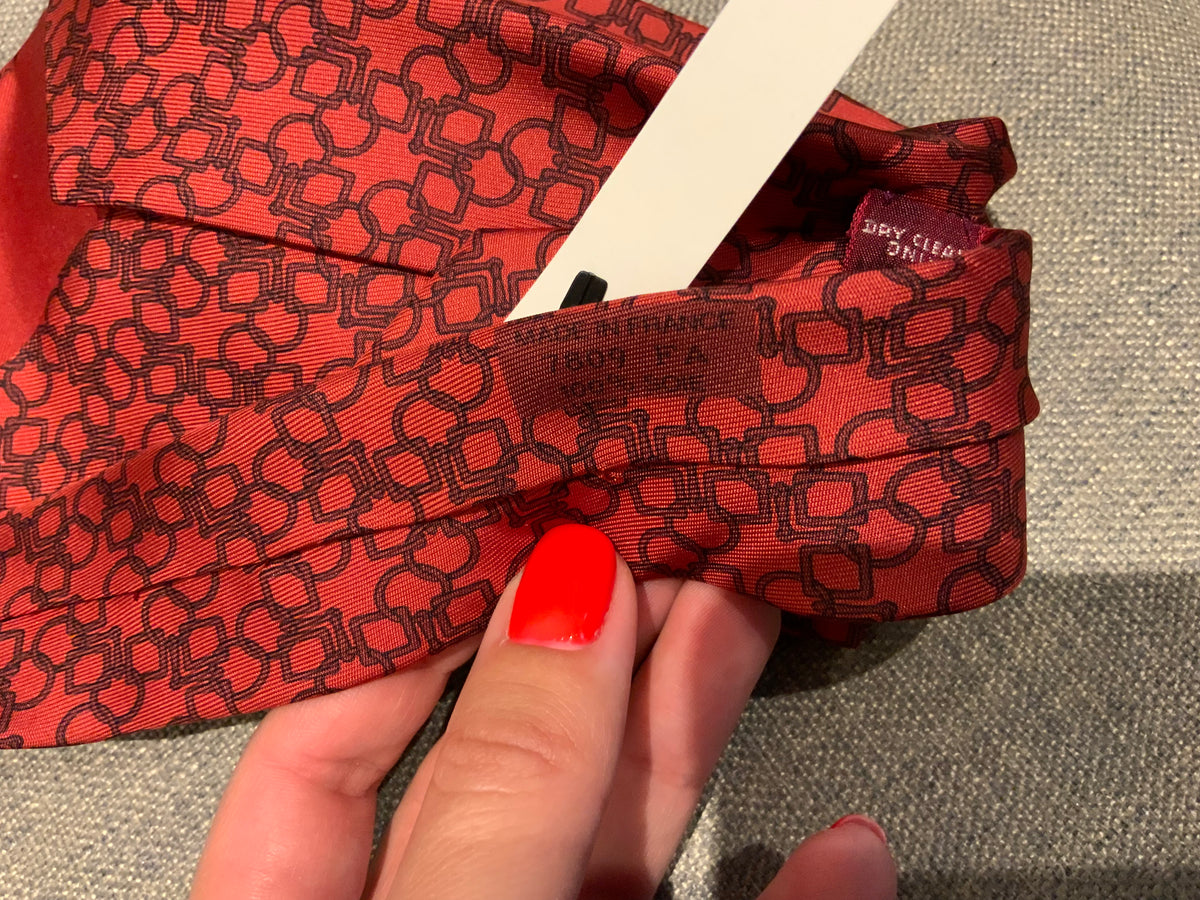 Hermès HERMES Paris Tie Red Equestrian Silk Tie 7809 FA Made in France men