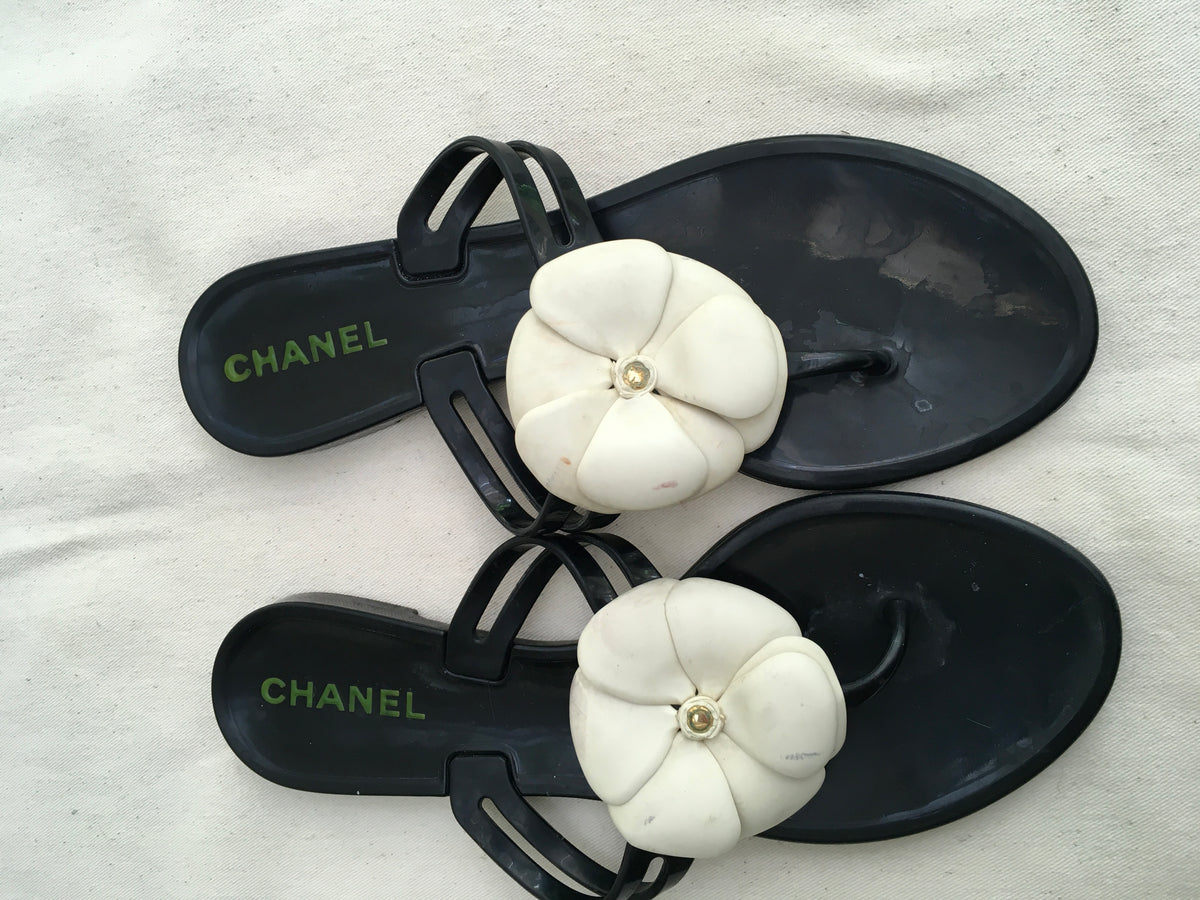 CHANEL Summer Camellia Slide Sandals Thong SIZE 37 UK 4 US 7 ladies
