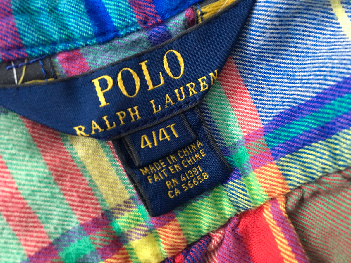 Ralph Lauren Polo plaid ruffle button down shirt 4 years old Children