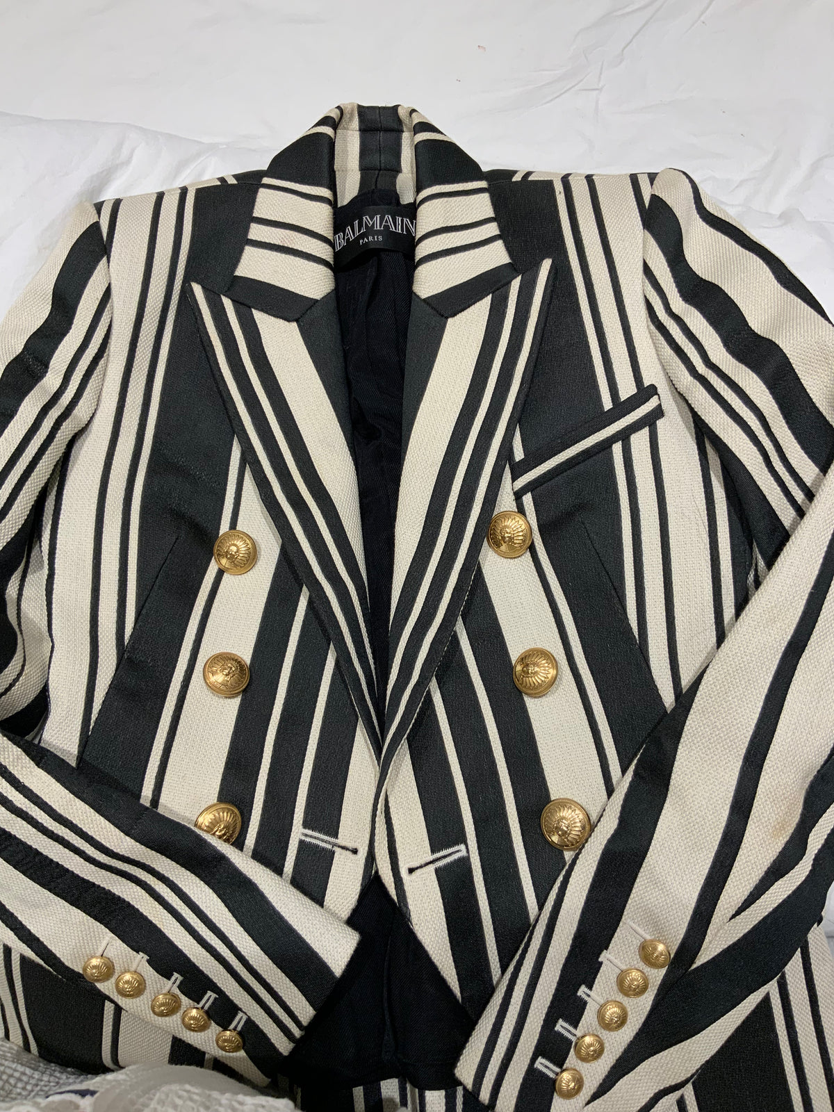 SOLD OUT Balmain double breasted vertical striped blazer jacket F 36 As Kendal ladies