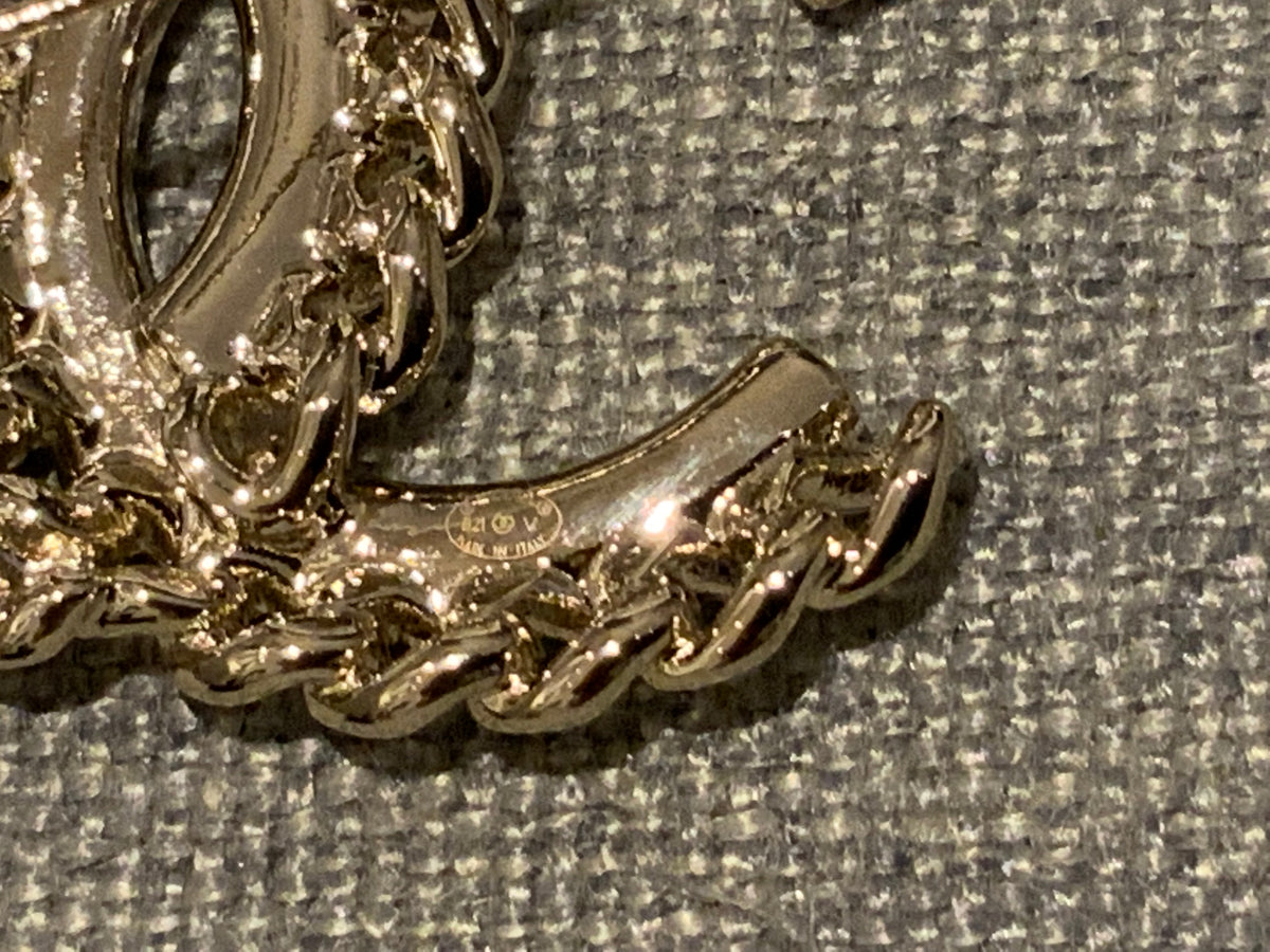 CHANEL 2021 Crystal Chain CC Brooch Gold ladies