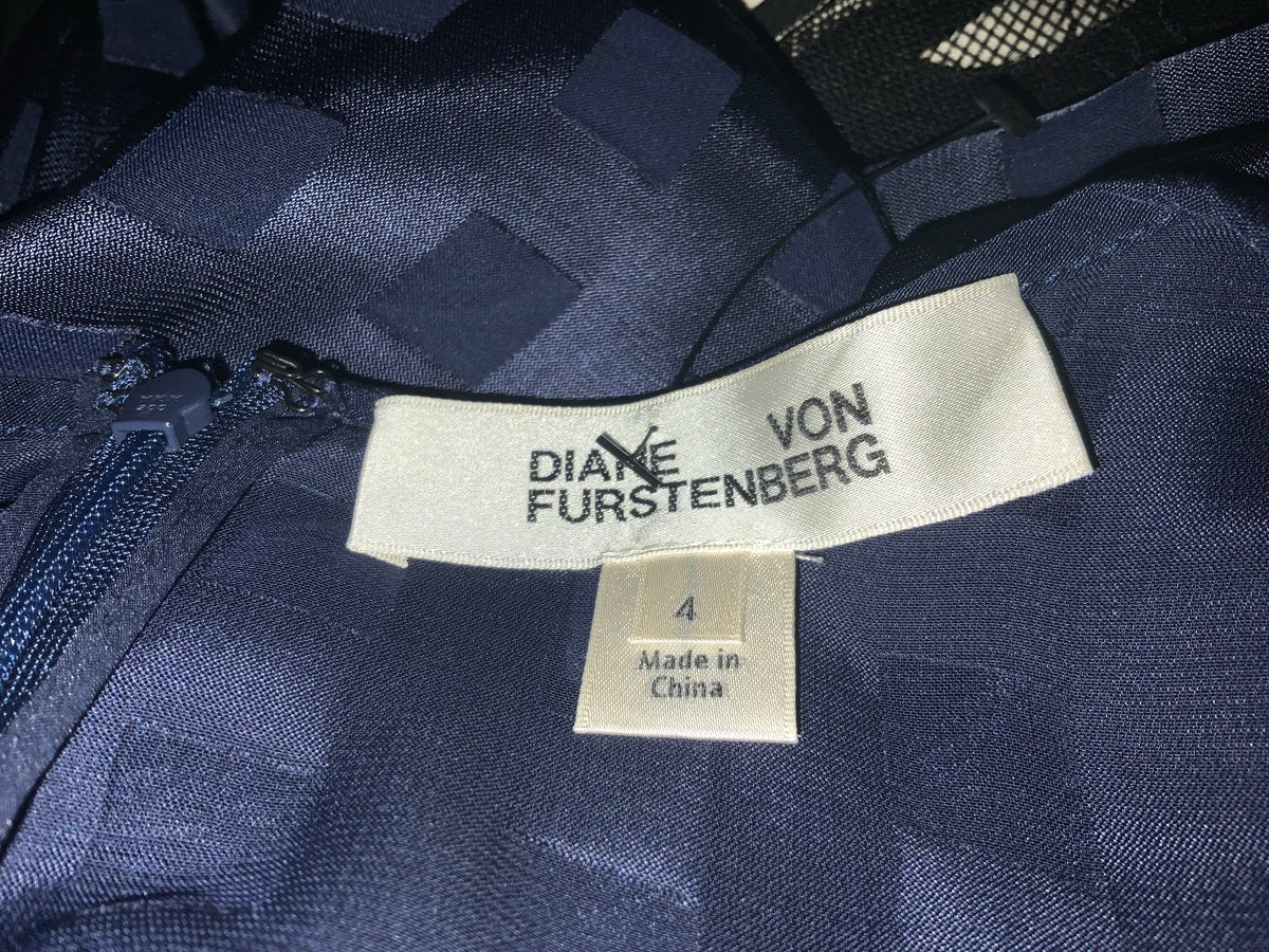 Diane von Furstenberg Navy checked wide leg jumpsuit Size US 4 UK 8 S Small ladies