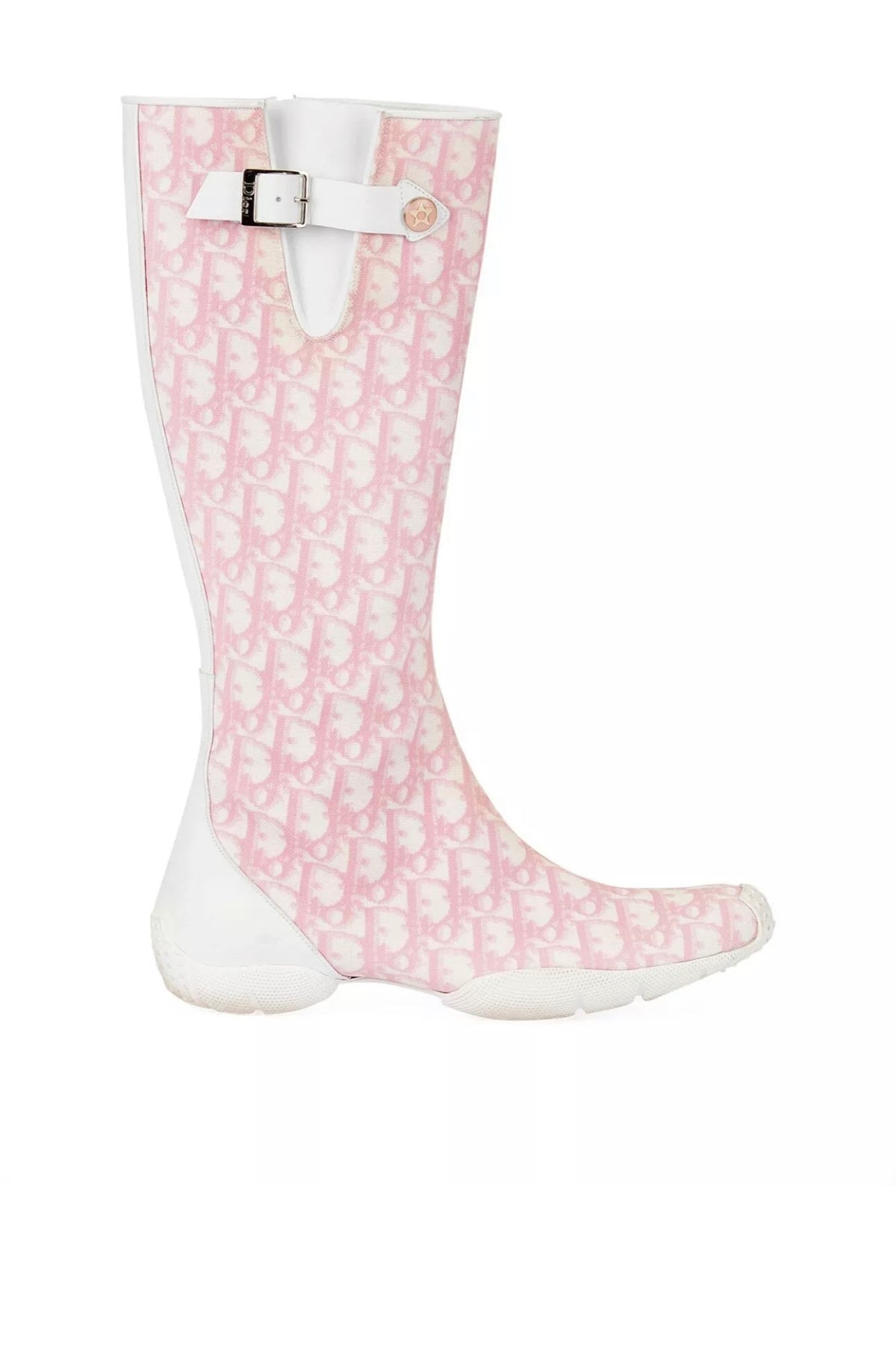 CHRISTIAN DIOR Diorissimo Pink Zip Up Boots Size 38 Ladies
