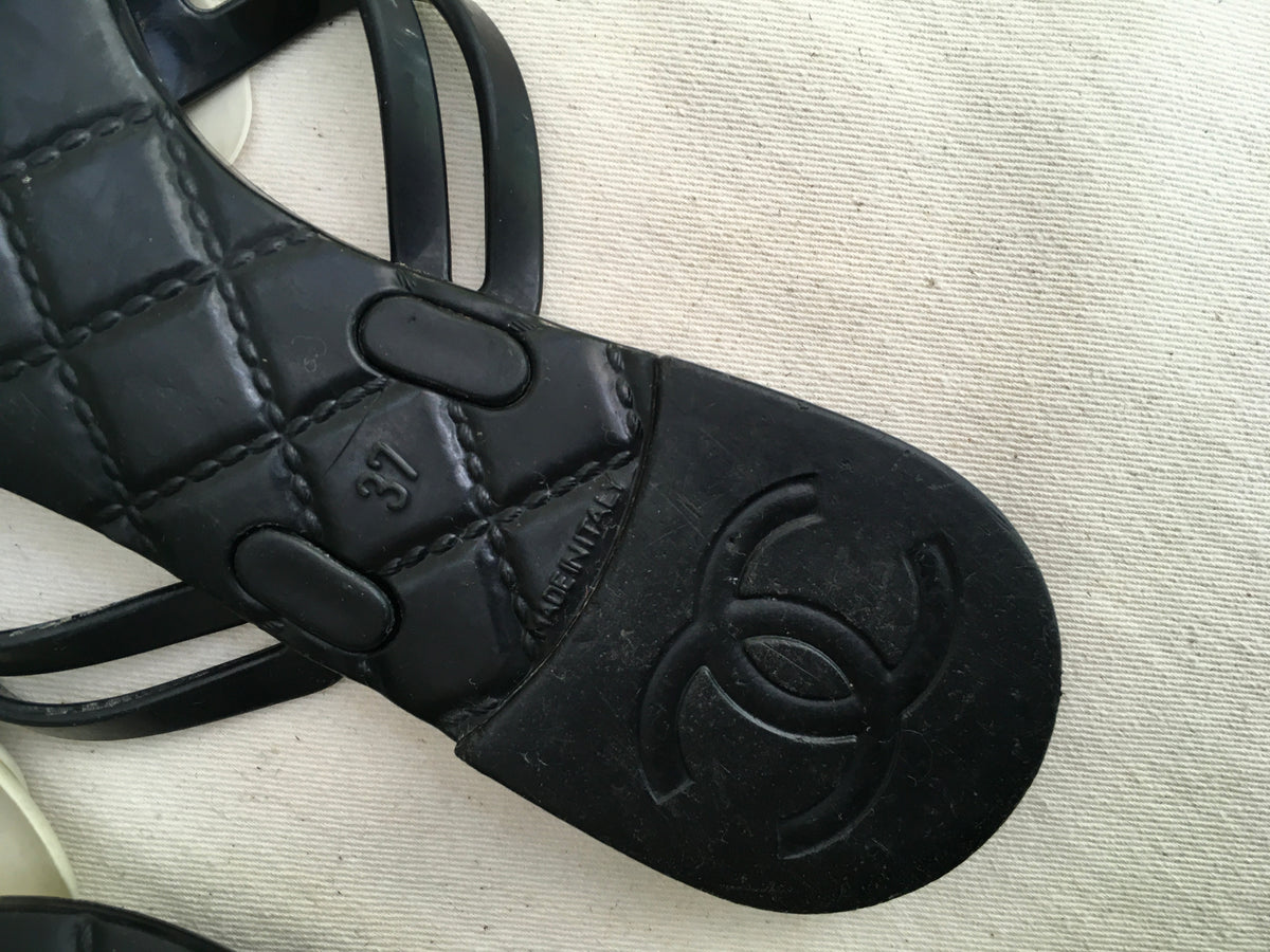 CHANEL Summer Camellia Slide Sandals Thong SIZE 37 UK 4 US 7 ladies