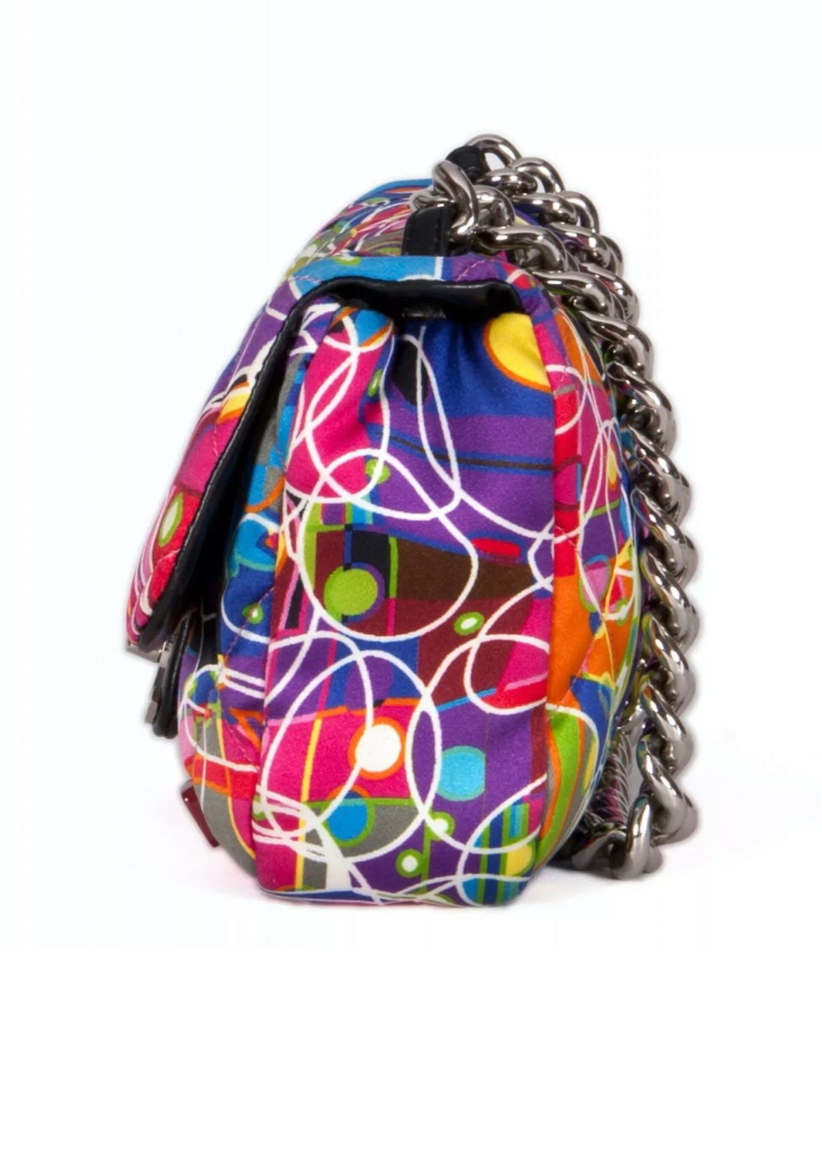 CHANEL Kaleidoscope Chain Flap Bag Quilted Printed Satin Medium Amazing RARE ladies
