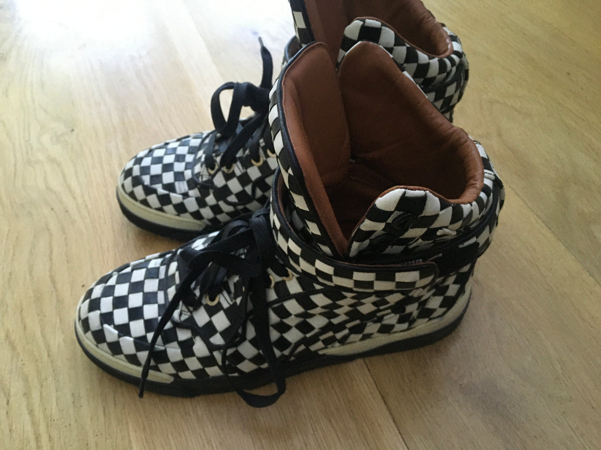 Givenchy White & Black Woven Leather Check Sneaker Trainers Unisex Justin Bieber Men
