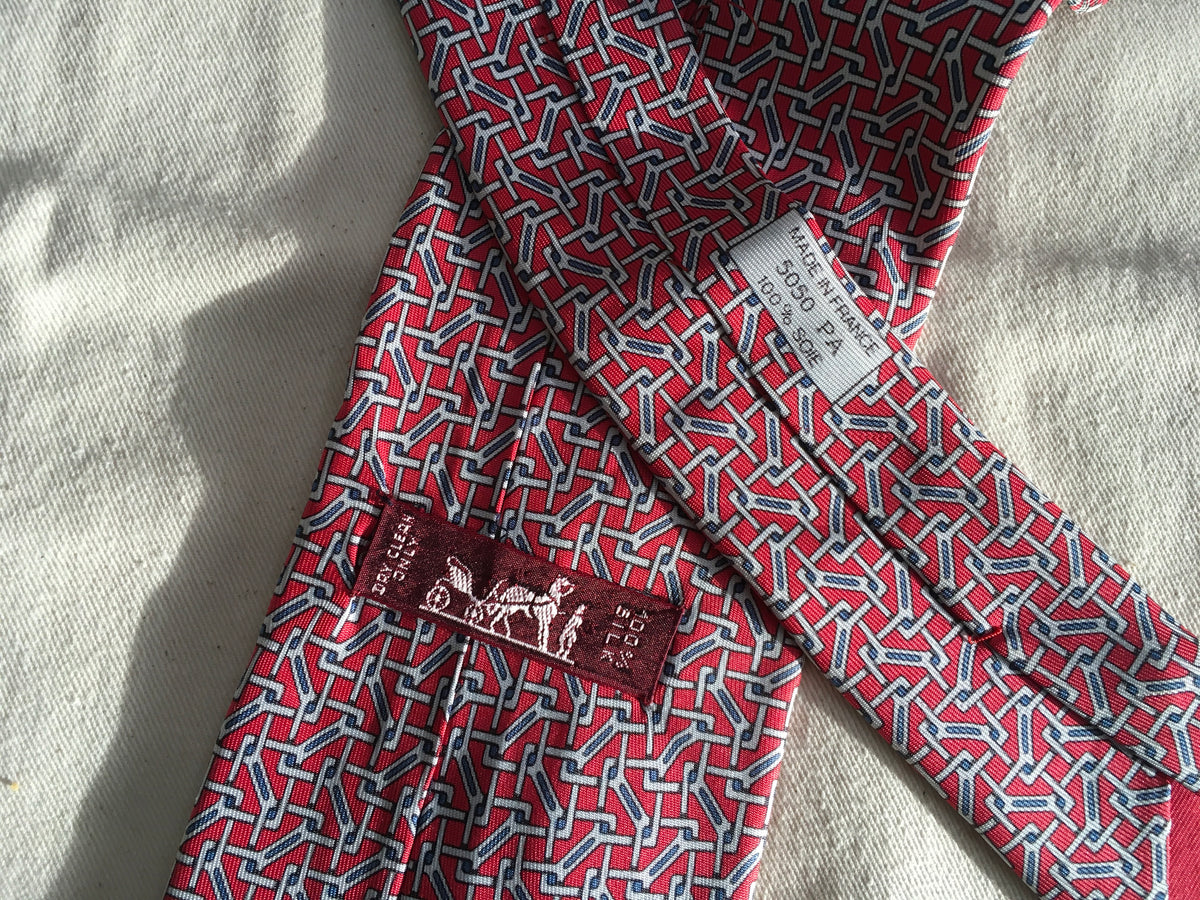 Hermès HERMES Paris Silk Blue Print Tie 5050 PA 100% AUTHENTIC Men