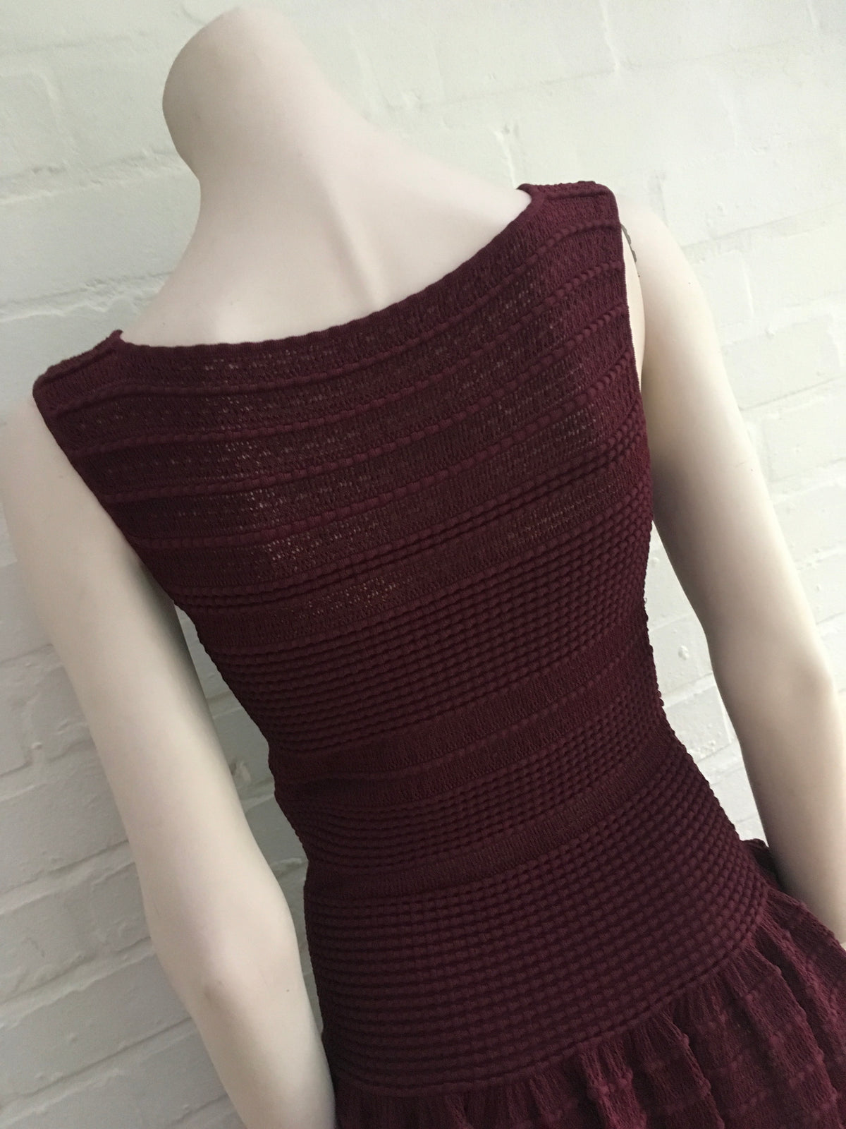 AZZEDINE ALAÏA ALAIA BURGUNDY KNIT SKATER DRESS Ladies
