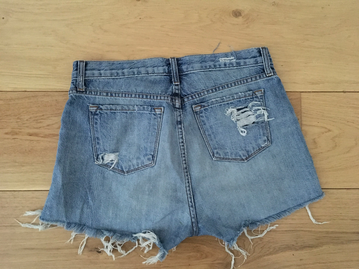 J BRAND Shredded Distressed Ripped Shorts Denim Jeans Size 27 ladies