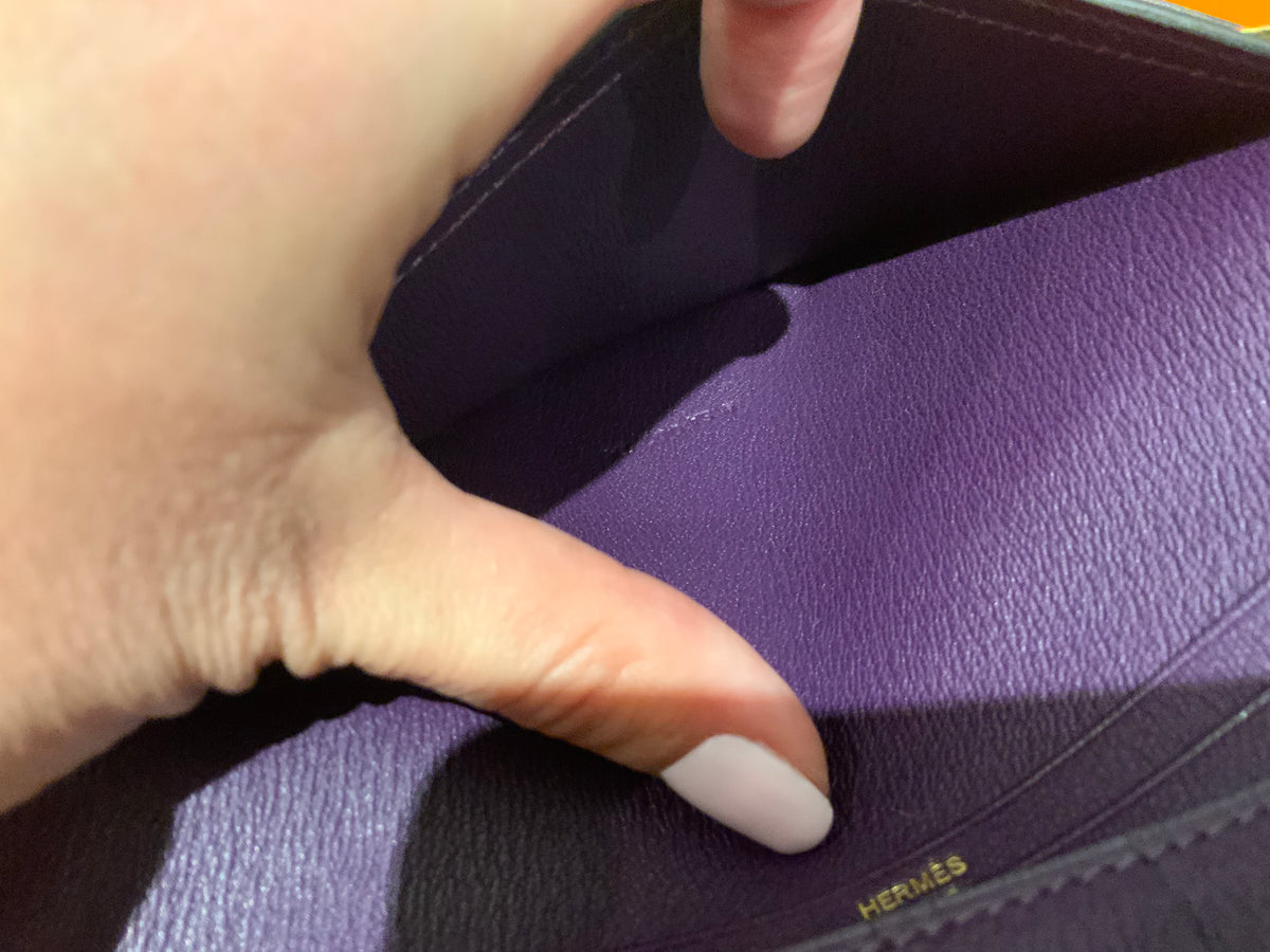Hermes 'Amethyst' Shiny Crocodile Alligator Bearn Wallet ladies