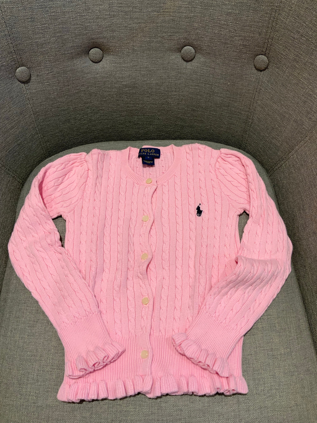 RALPH LAUREN Girls' Pink Knit Cardigan Cable Sweater Jumper Cardigan 5 years children