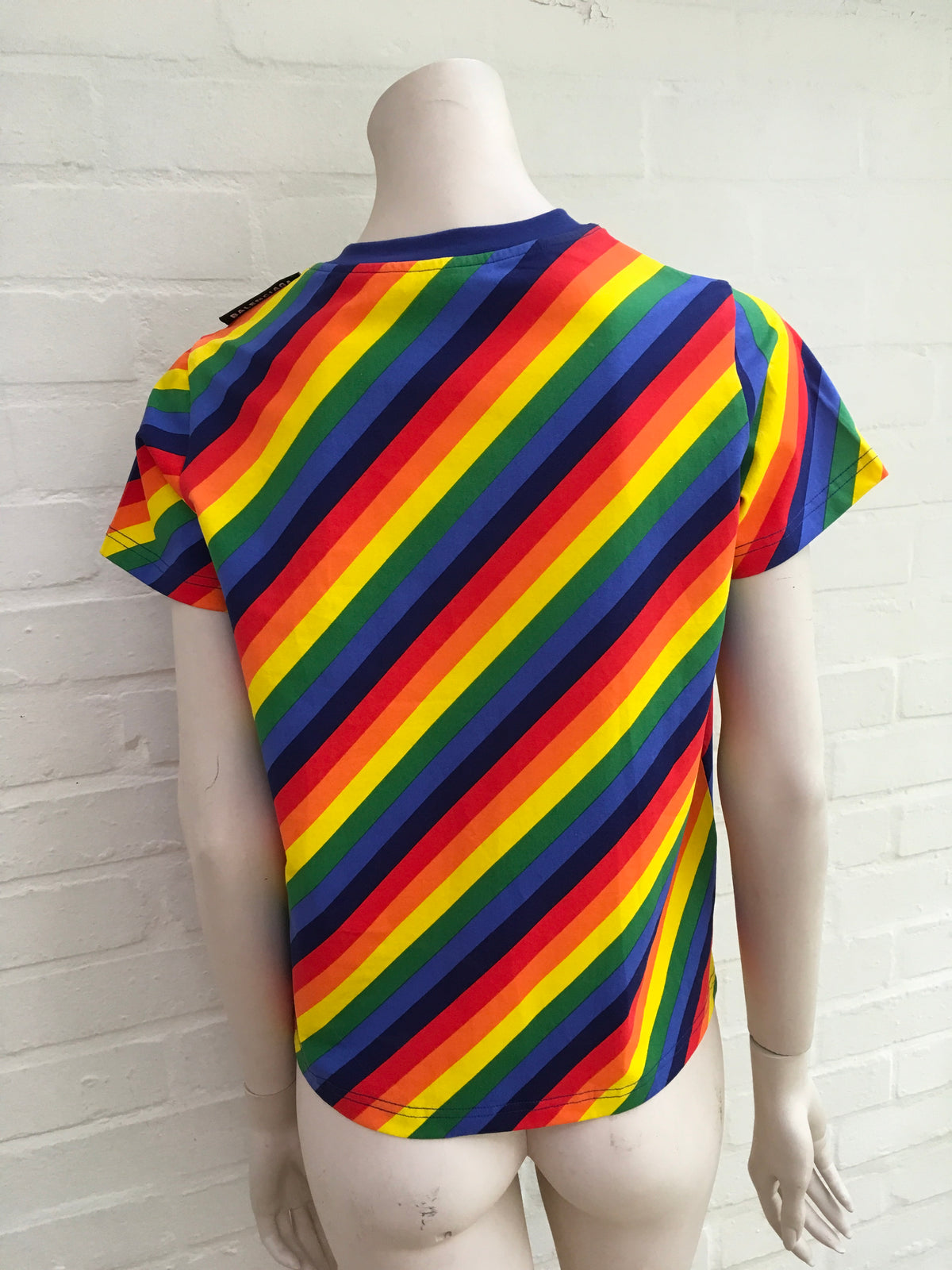 BALENCIAGA Rainbow stripe-print cotton T-shirt Ladies