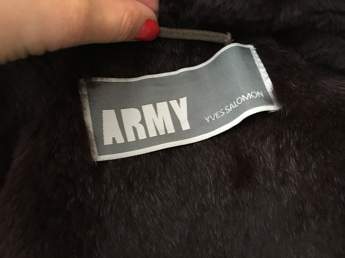 Yves Salomon Army Collection natural raccoon rabbit fur short jacket Sz F 34 XS Ladies