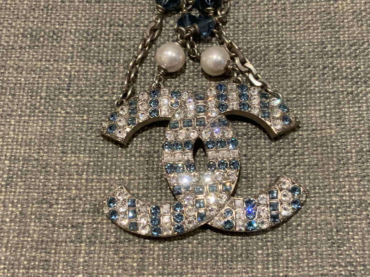 CHANEL 2019 19C CC Multi Strand Chain Pearls Choker Necklace Chain ladies