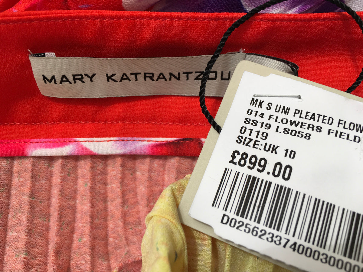 MARY KATRANTZOU Uni Pleated Floral-Print Crepe De Chine Midi Skirt 2019 Ladies