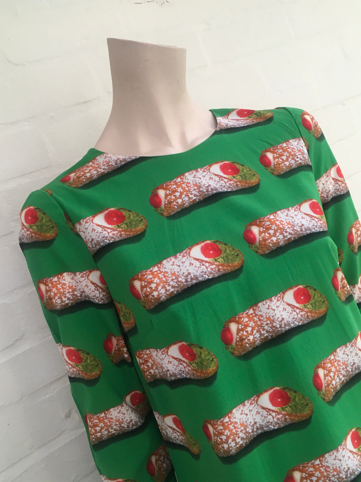 Dolce & Gabbana Green Cannoli Siciliani Shift Silk Dress Size I 42 ladies