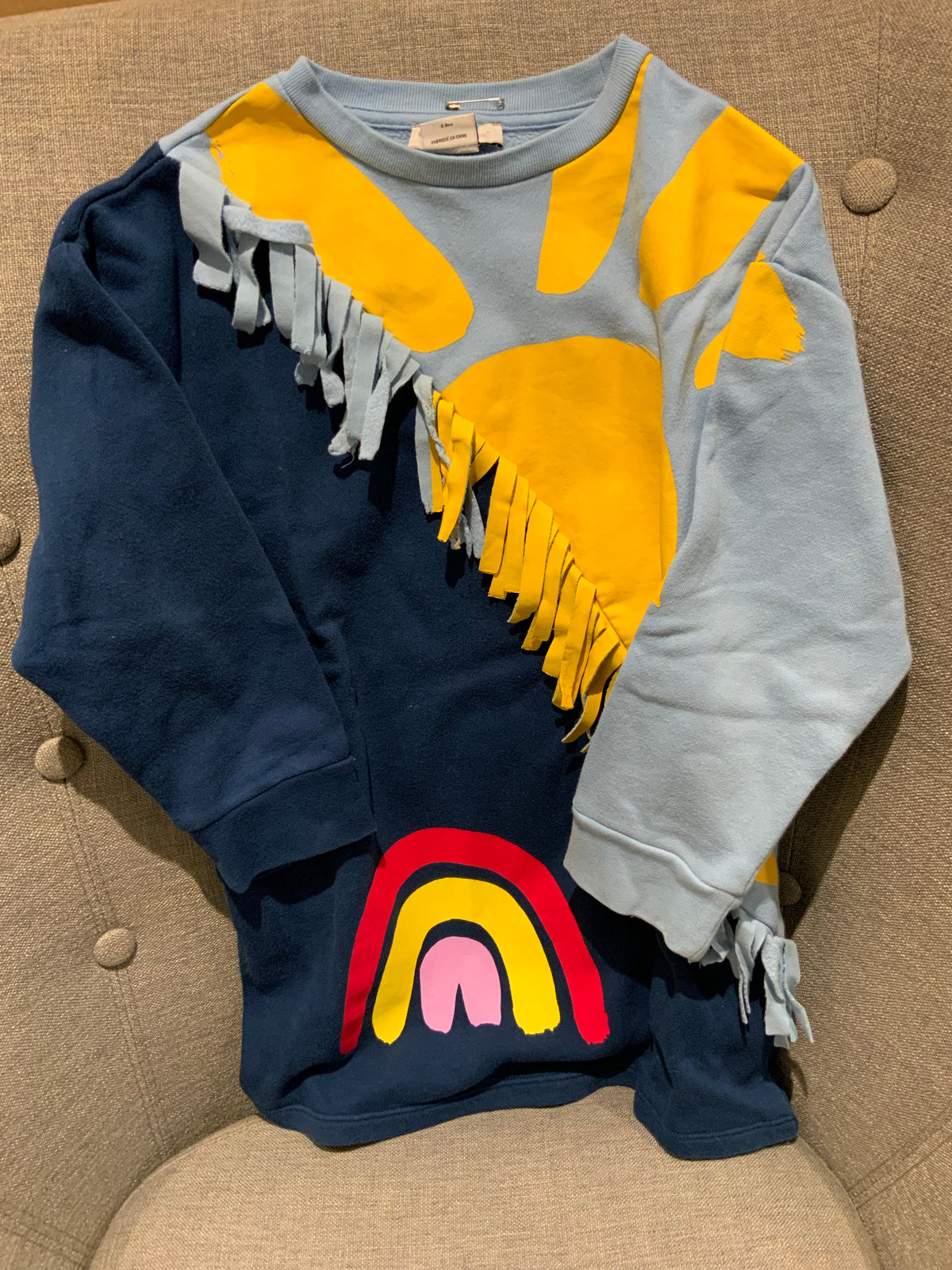 Stella McCartney 2020 KIDS Girls' PRINTED COTTON SWEAT DRESS W/ FRINGES 6 years children
