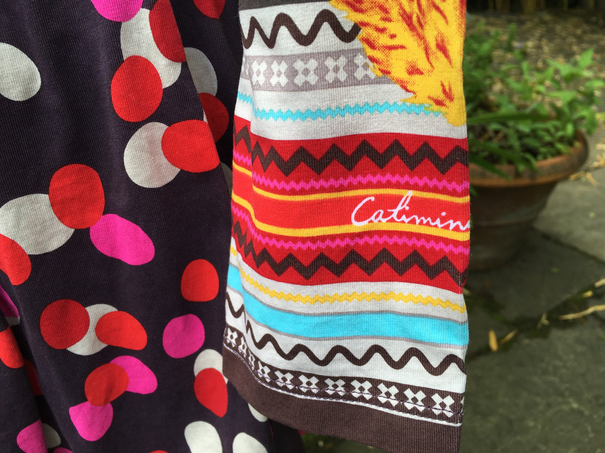 Catimini Clothing Girls Chocolate Brown, Red and Cream Jersey Dress Size 10 years old Children