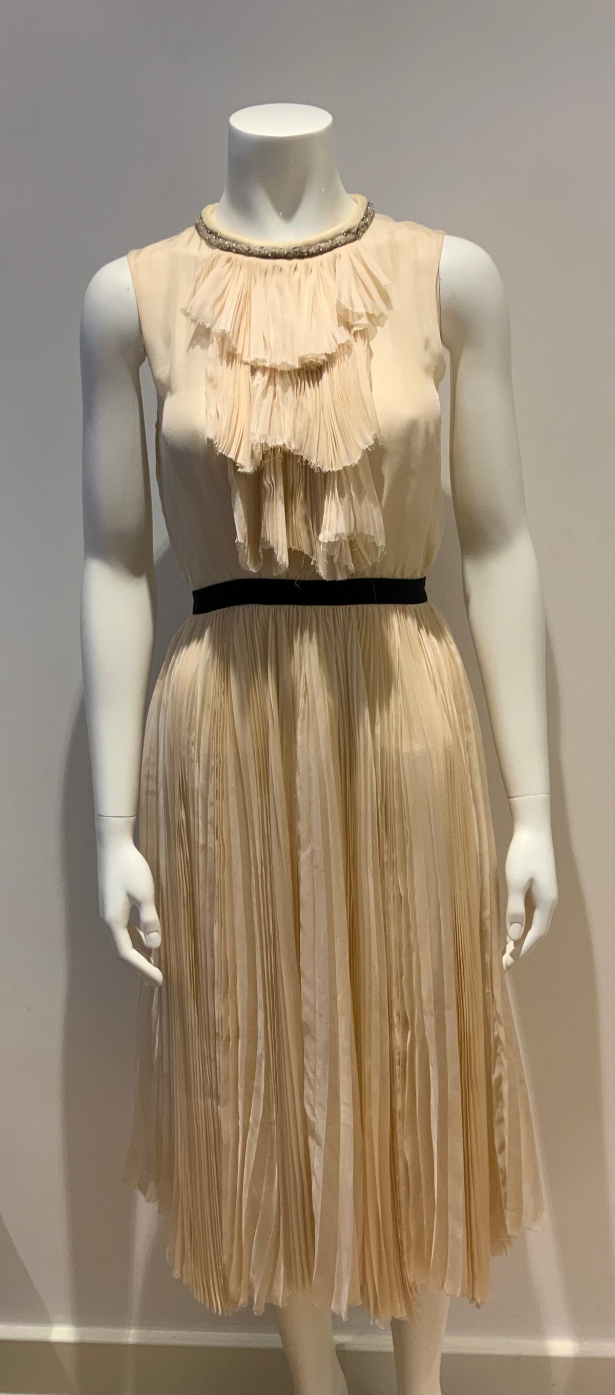 JILL STUART Ivory Pleated Silk Evening Dress Size US 2 UK 4 XS Most Beautiful ladies