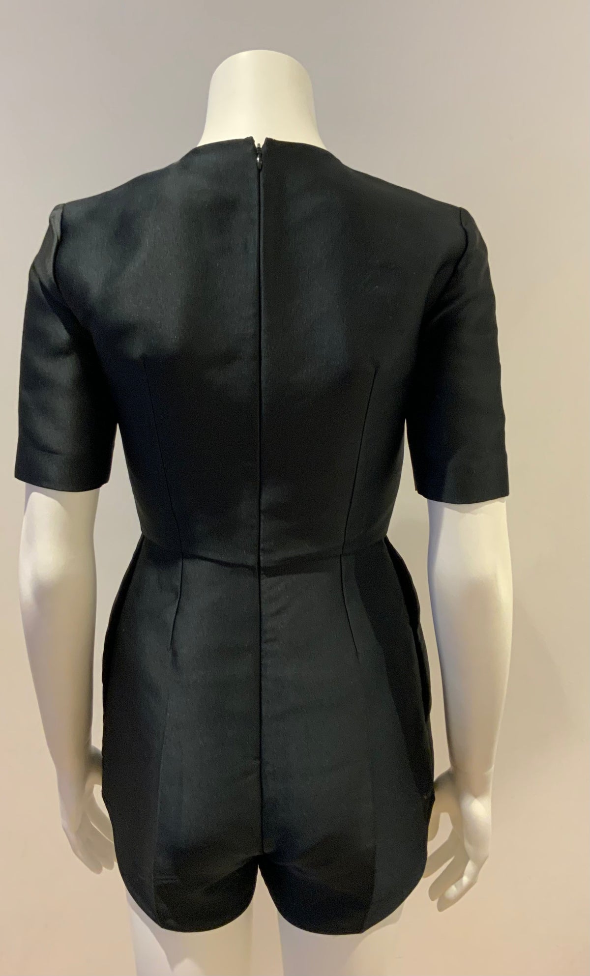 Stella McCartney Pleated Duchesse-satin Playsuit Romper In Black I 36 UK 4 US 0