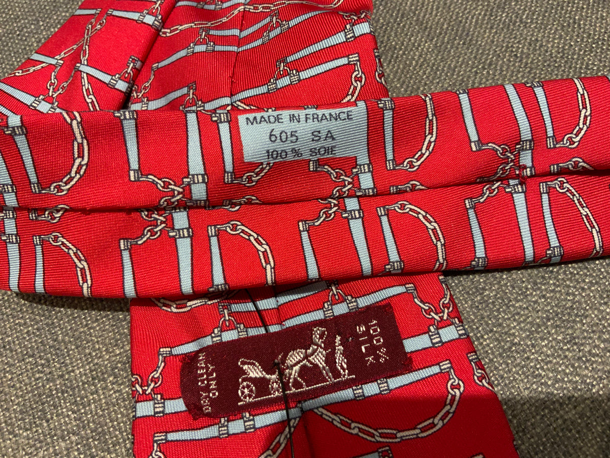 Hermès HERMES Paris Silk EQUESTRIAN HORSE HARNESS PINK SILK TIE 605 SA men
