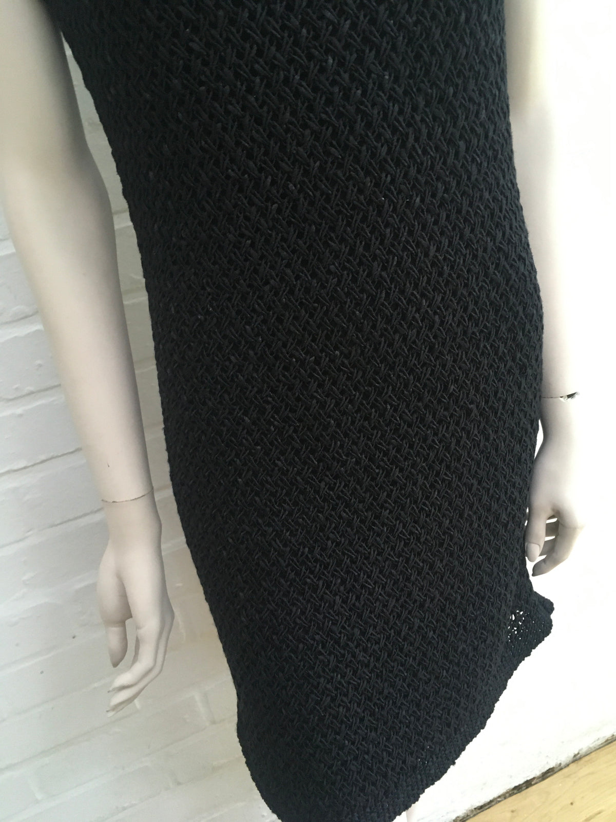 Chanel Black Cotton Crochet Knit Dress SZ F 40 UK 12 US 8 RARE ladies