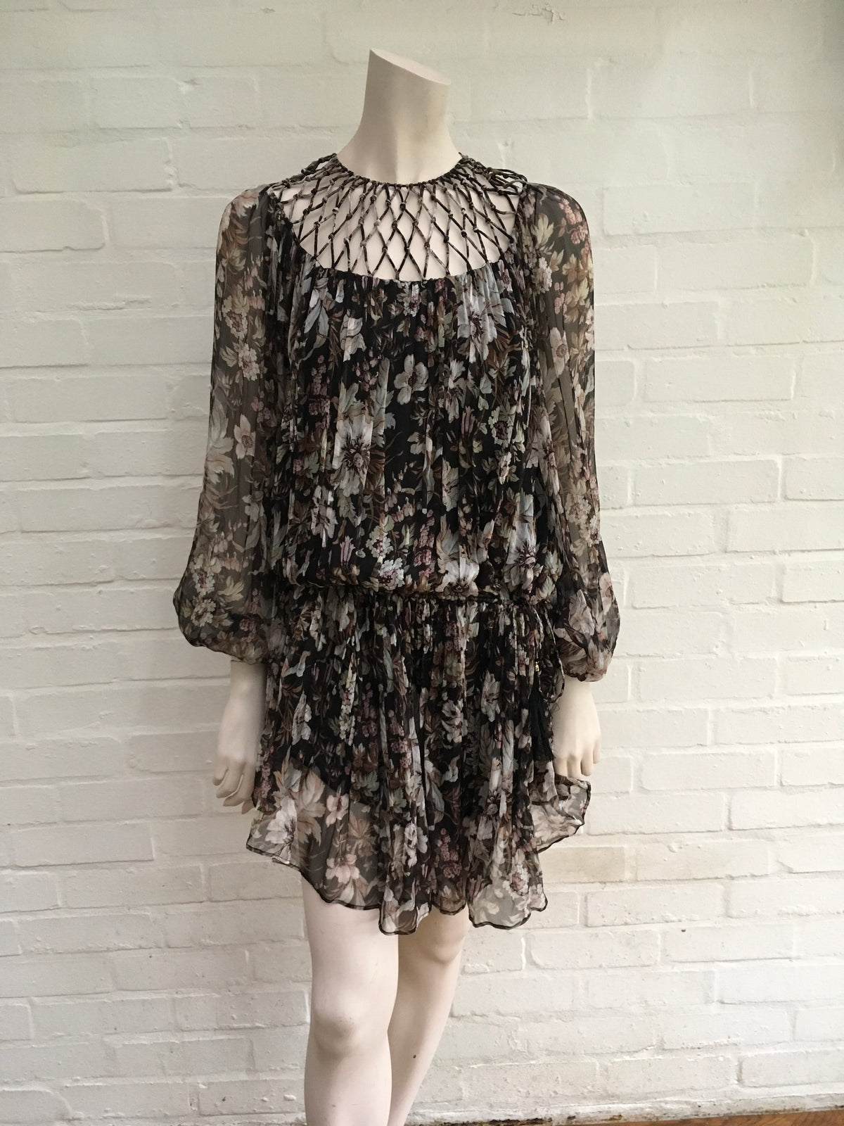 ZIMMERMANN gossamer lattice drawn silk dress Ladies