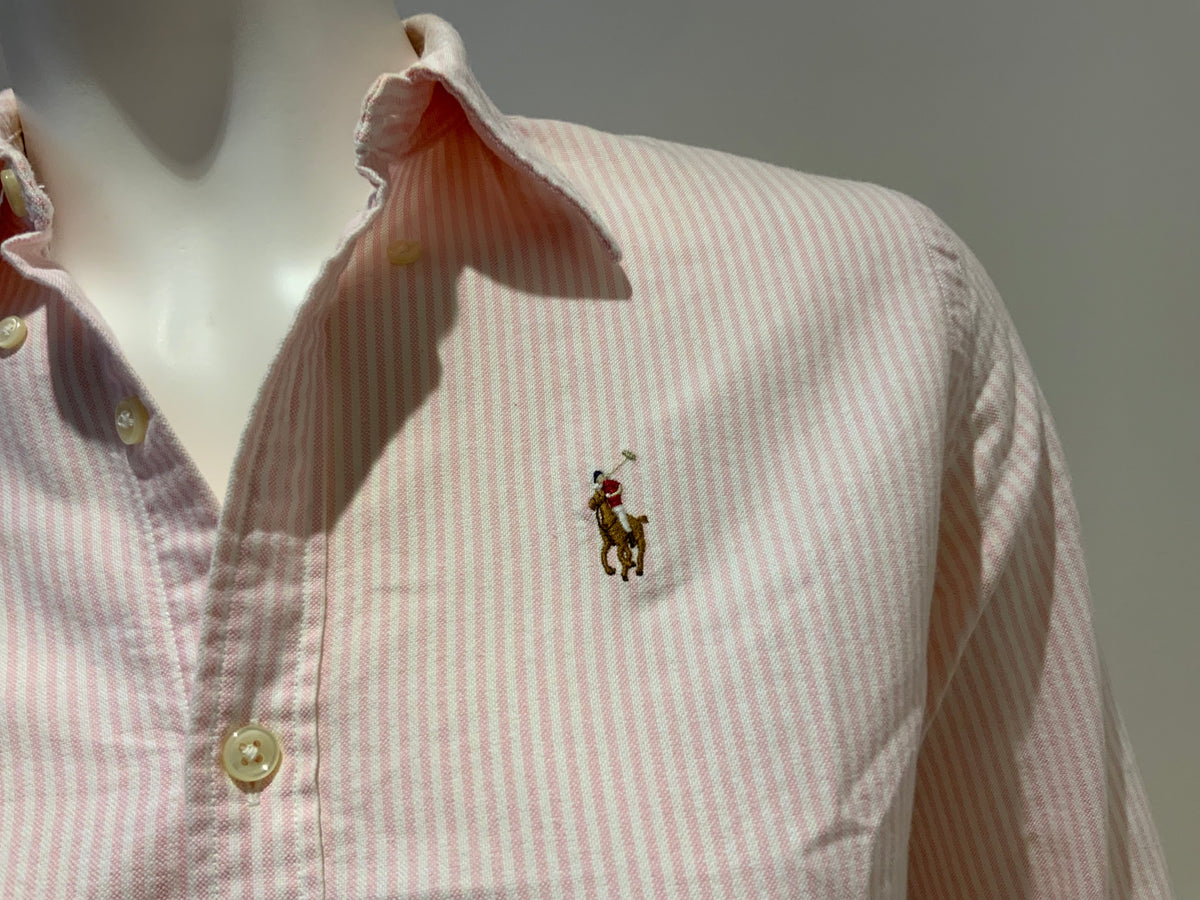 RALPH LAUREN Striped Pink Pony Slim Fit Shirt Size US 2 US 6 XS ladies