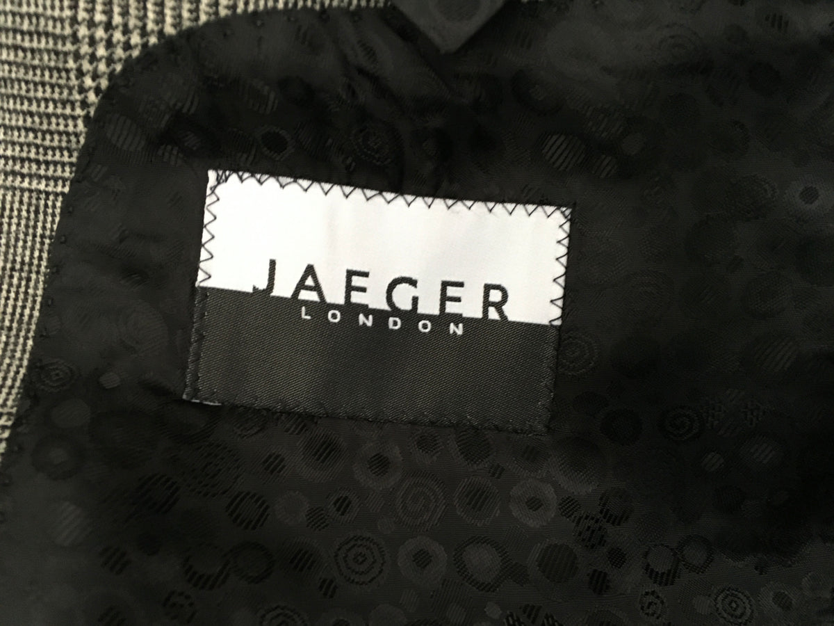 Jaeger London Prince of Wales Checked Wool Suit 2 Pieces Size 36R 30R Men